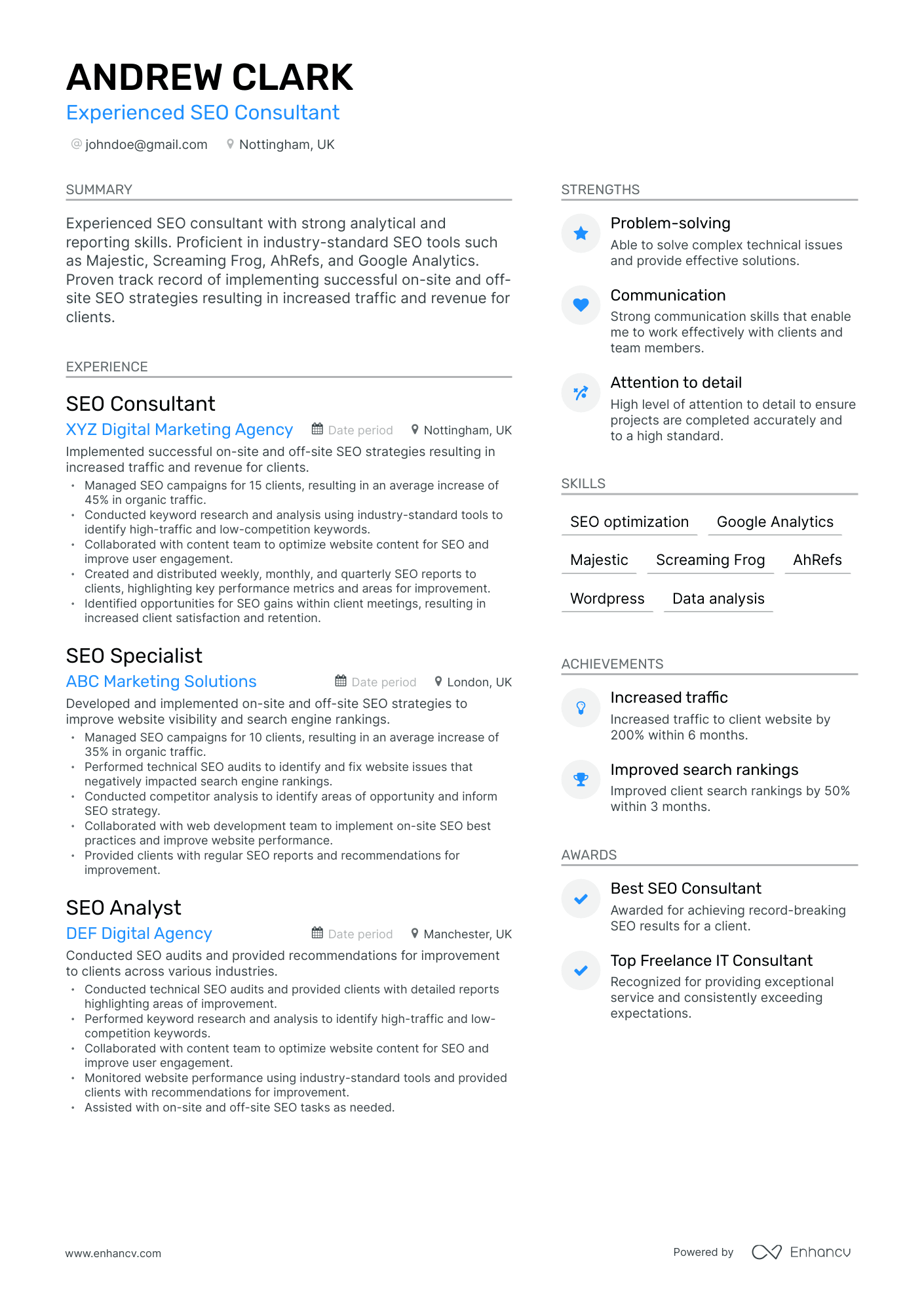 Modern Freelance IT Consultant Resume Template