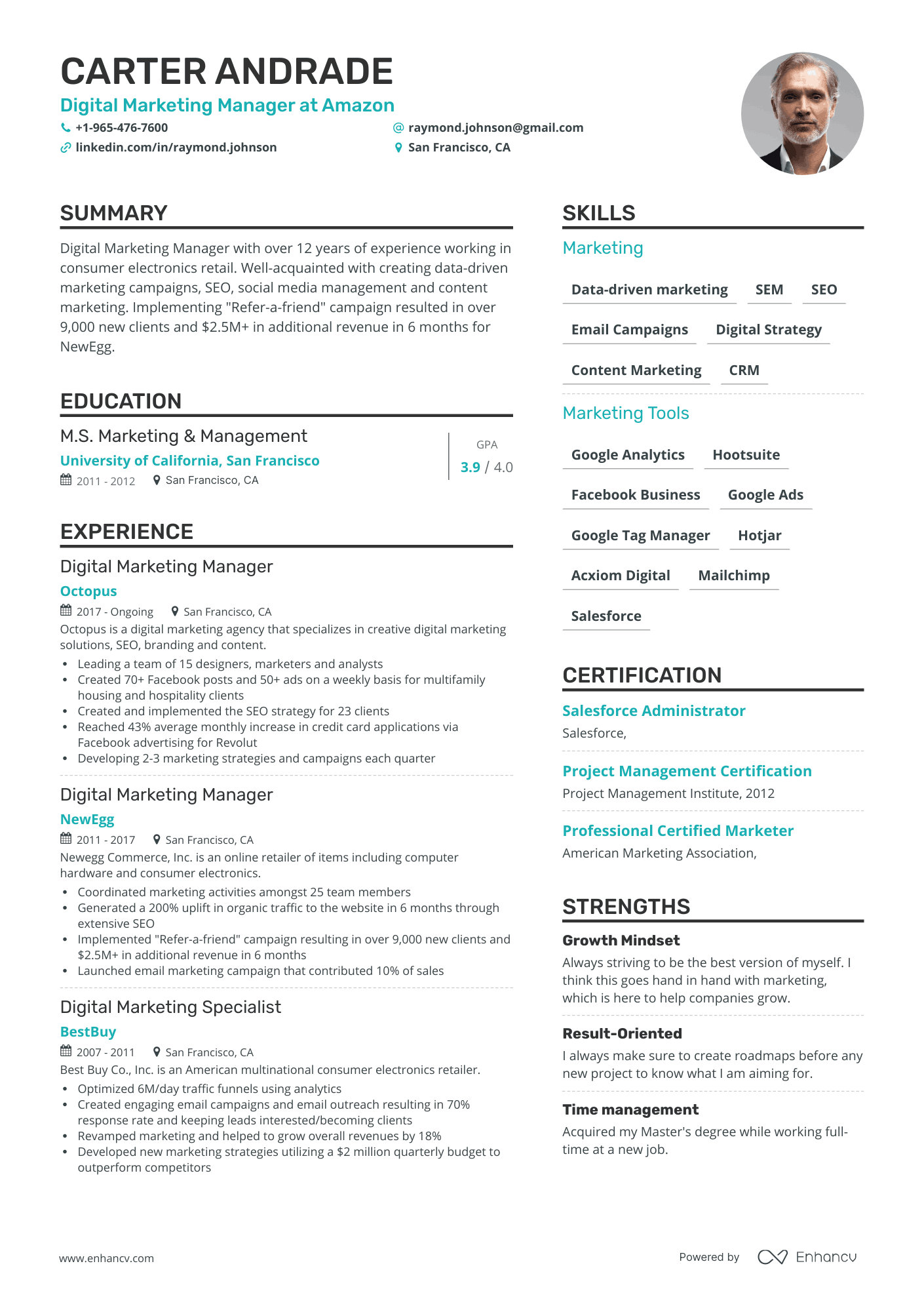 Simple Digital Marketing Manager Resume Template