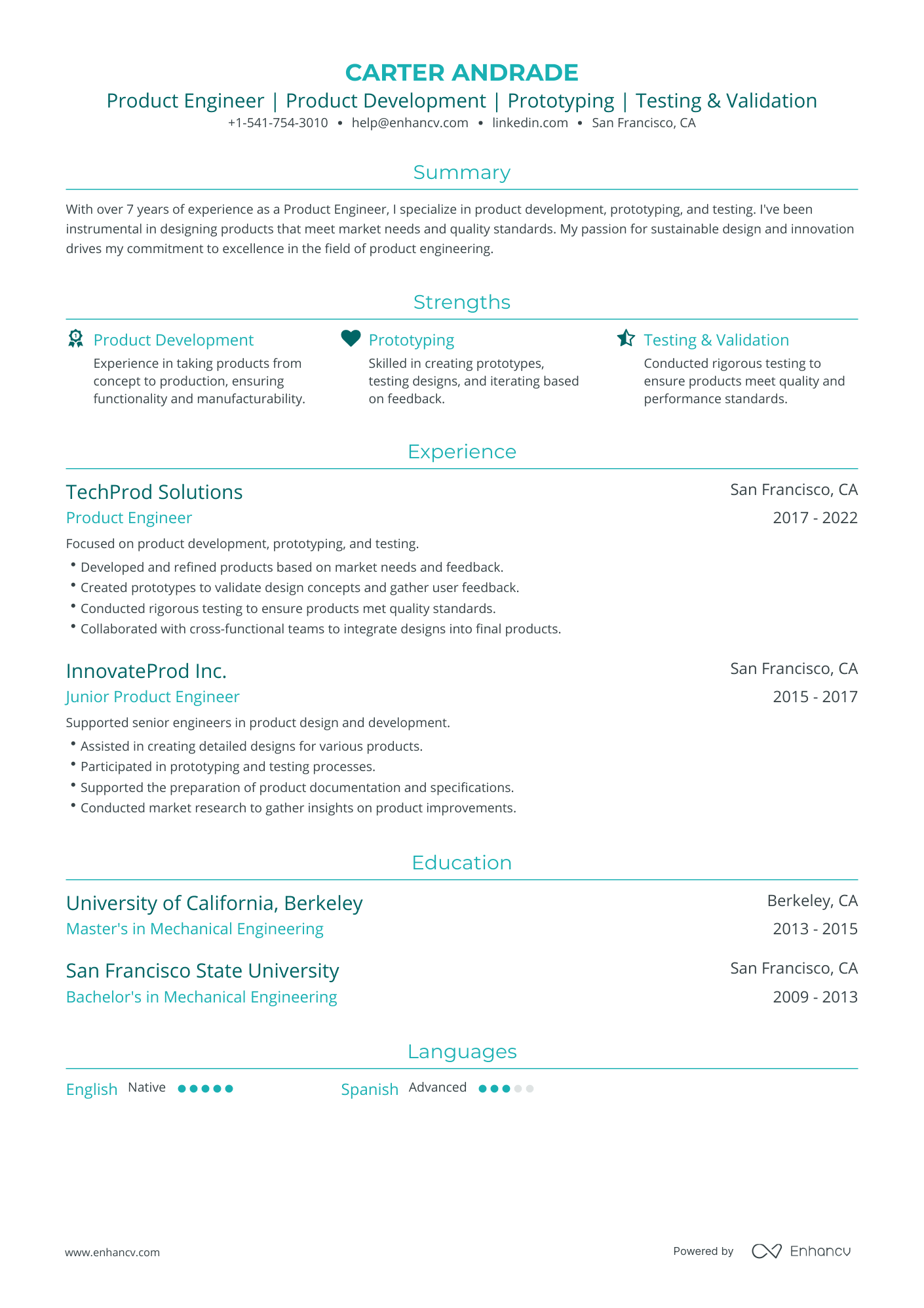 Traditional Product Engineer Resume Template