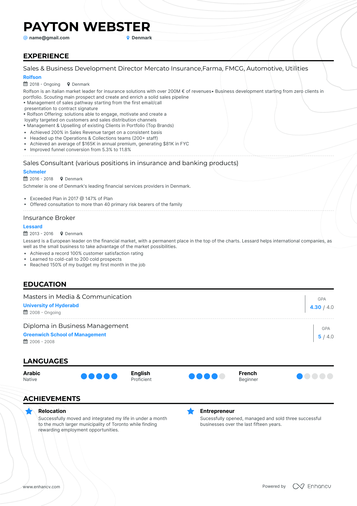 Classic Insurance Sales Resume Template