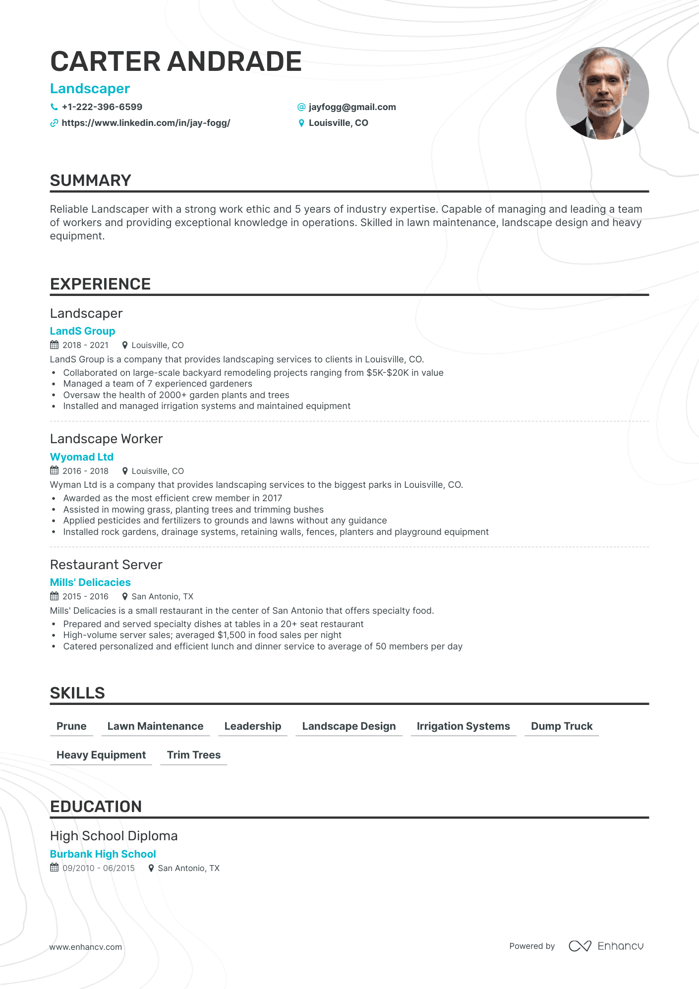 Classic Landscaping Resume Template