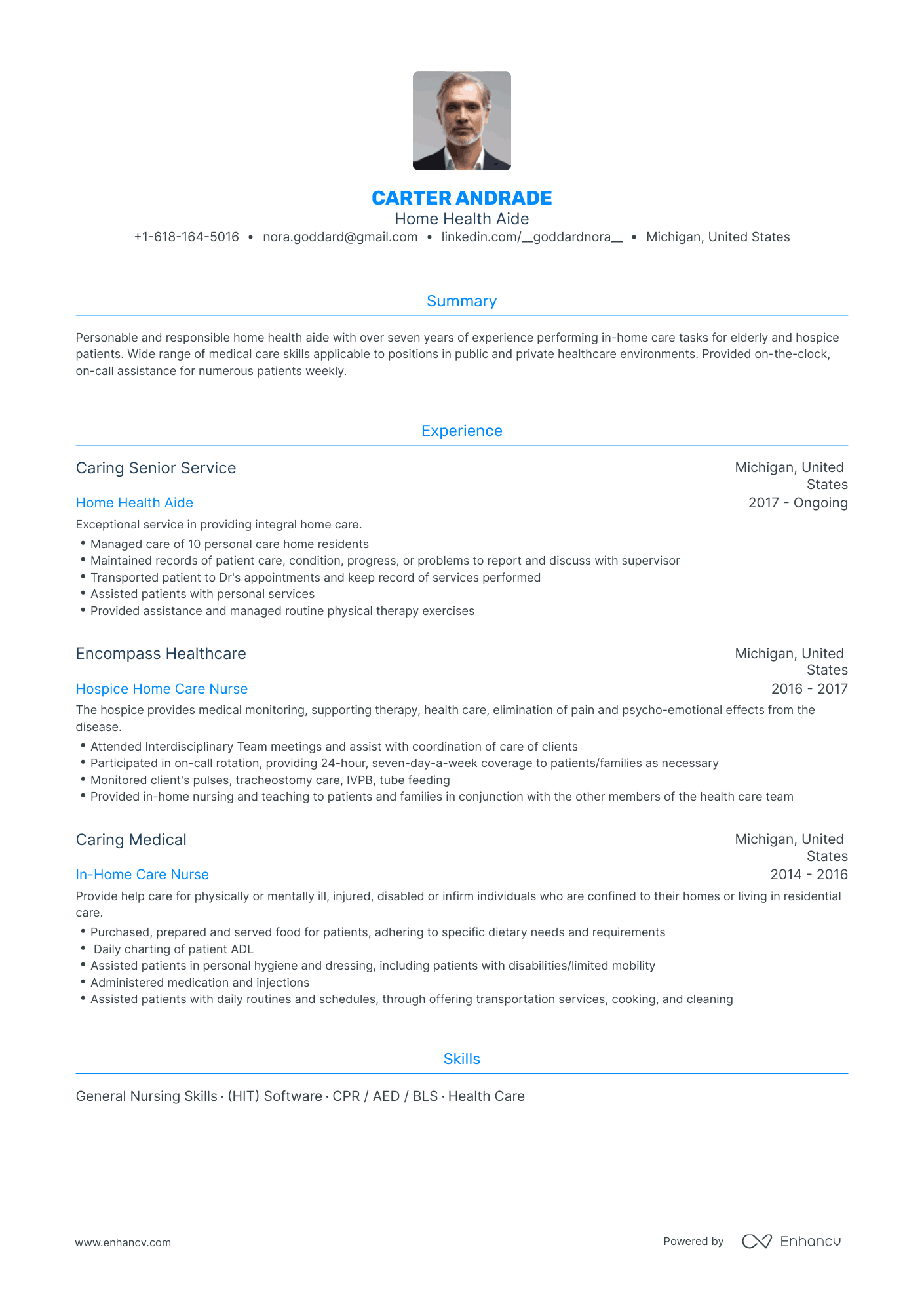 Traditional Home Health Aide Resume Template
