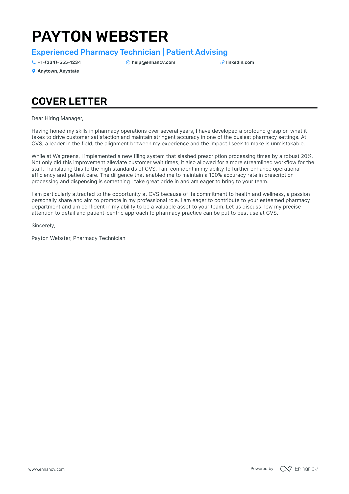 pharmacy technician cover letter with experience