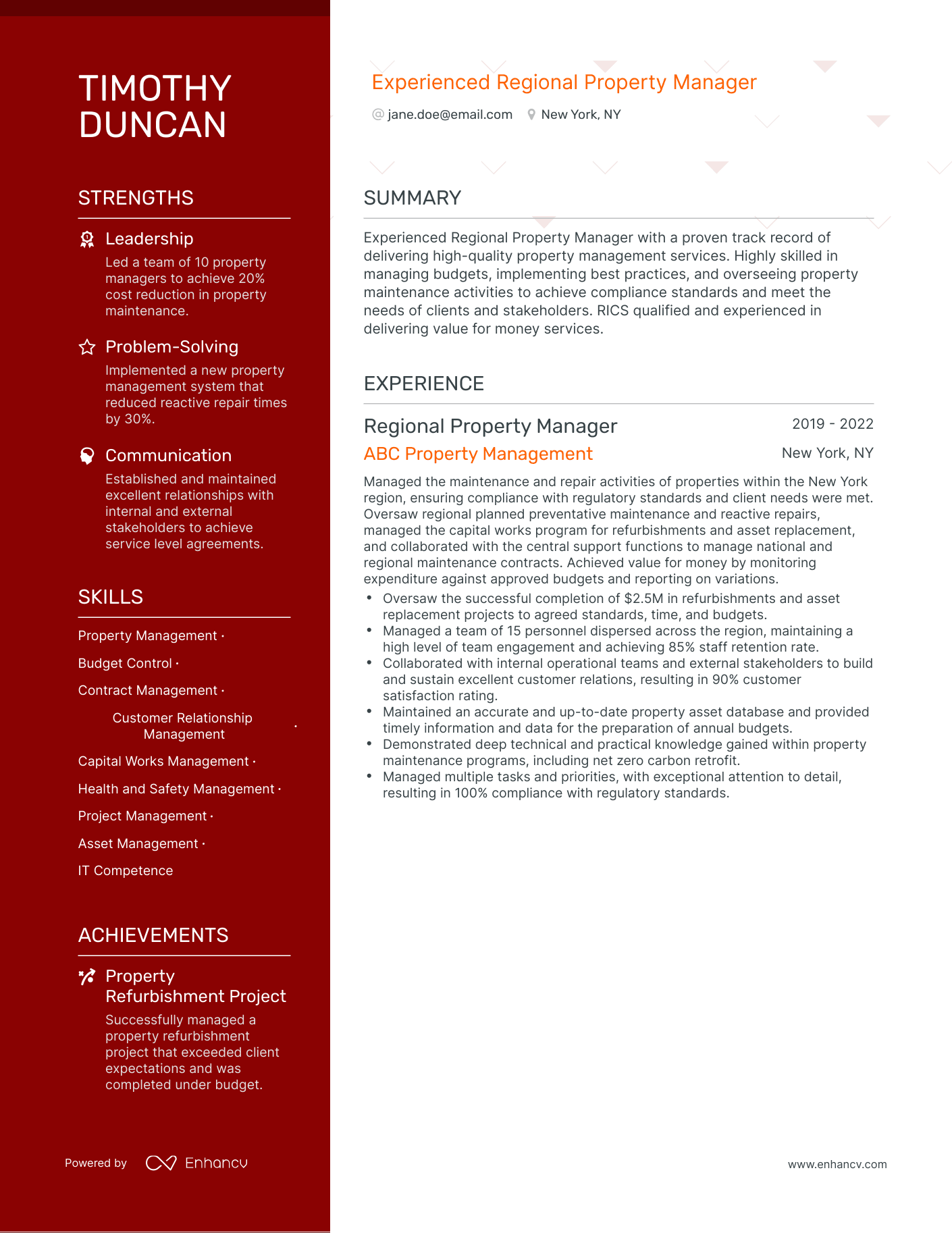 Polished Regional Property Manager Resume Template