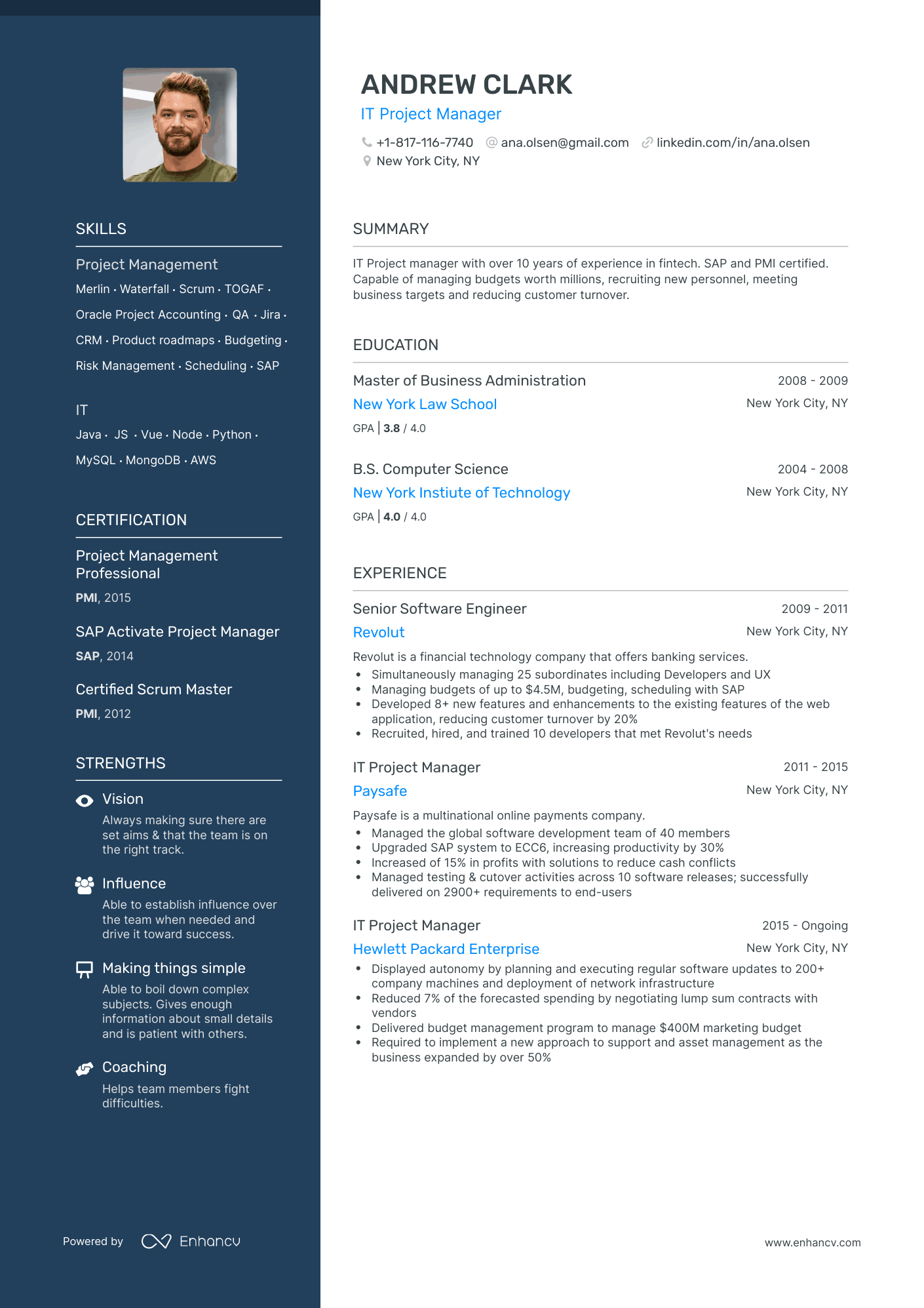 Polished IT Project Manager Resume Template