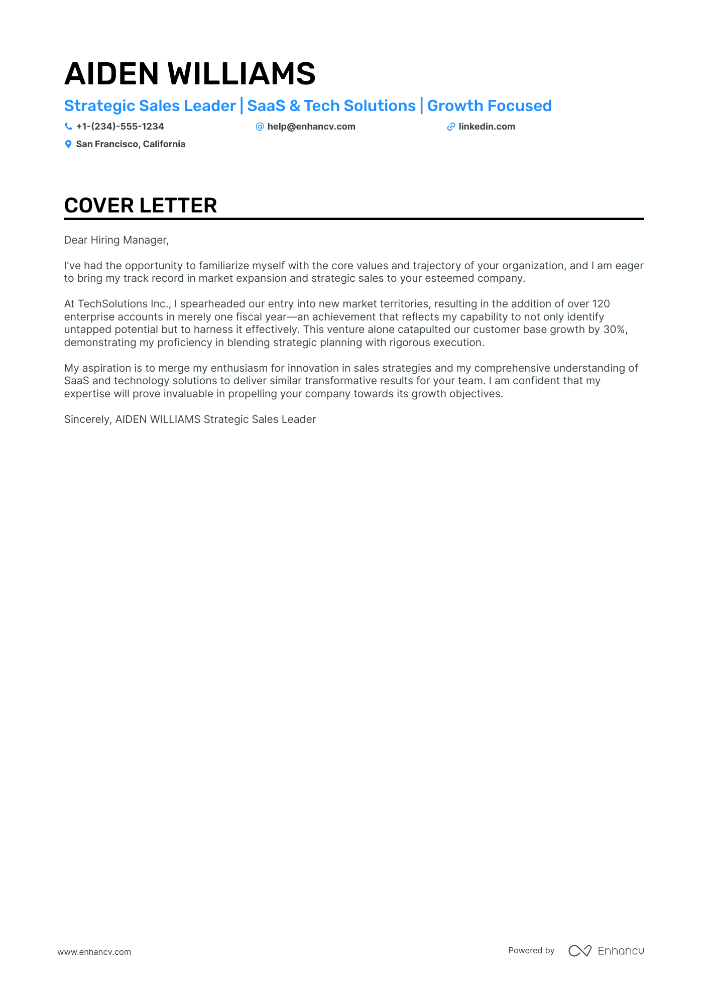 cover letter for a sales manager