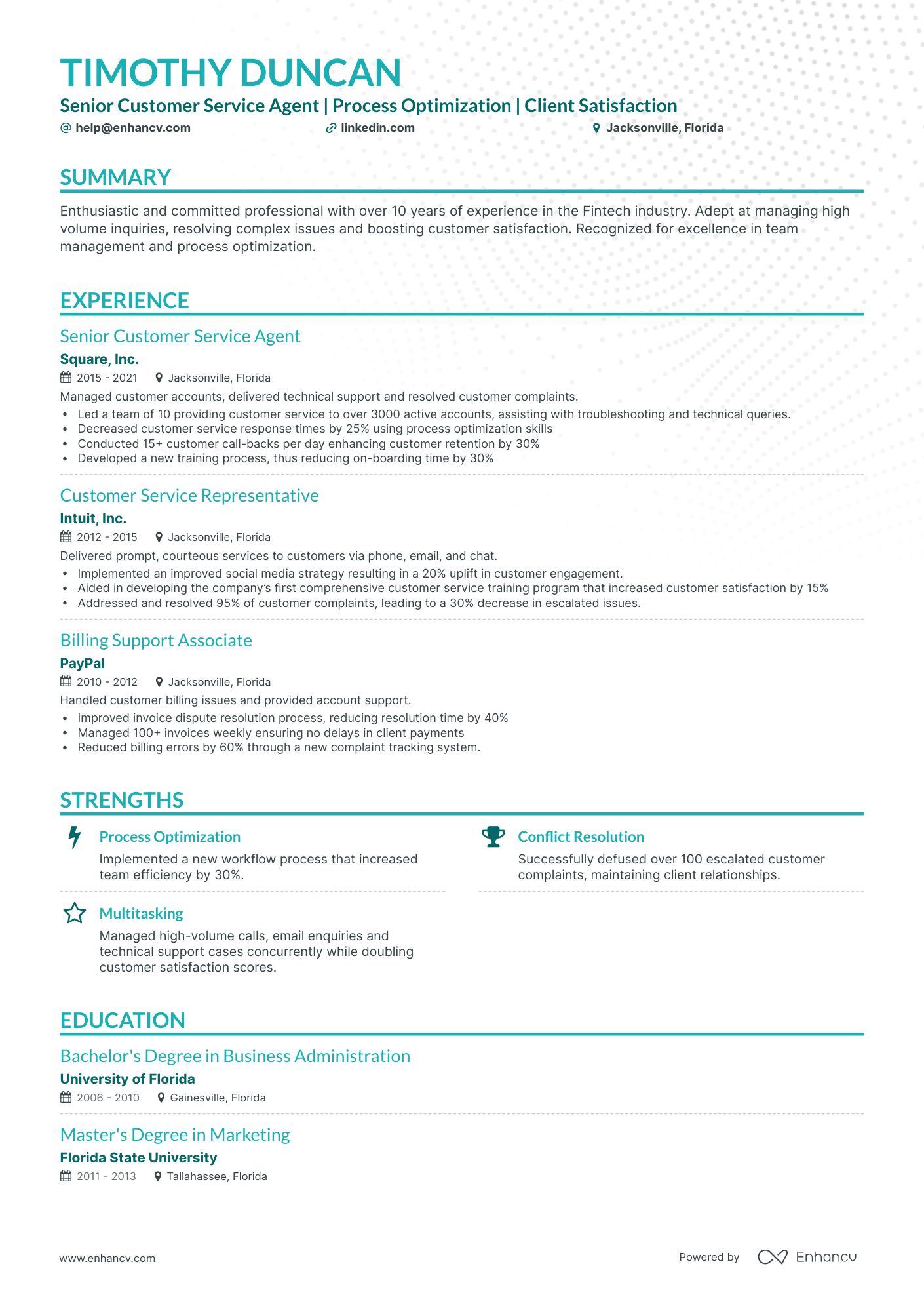 undefined Customer Service Agent Resume Template