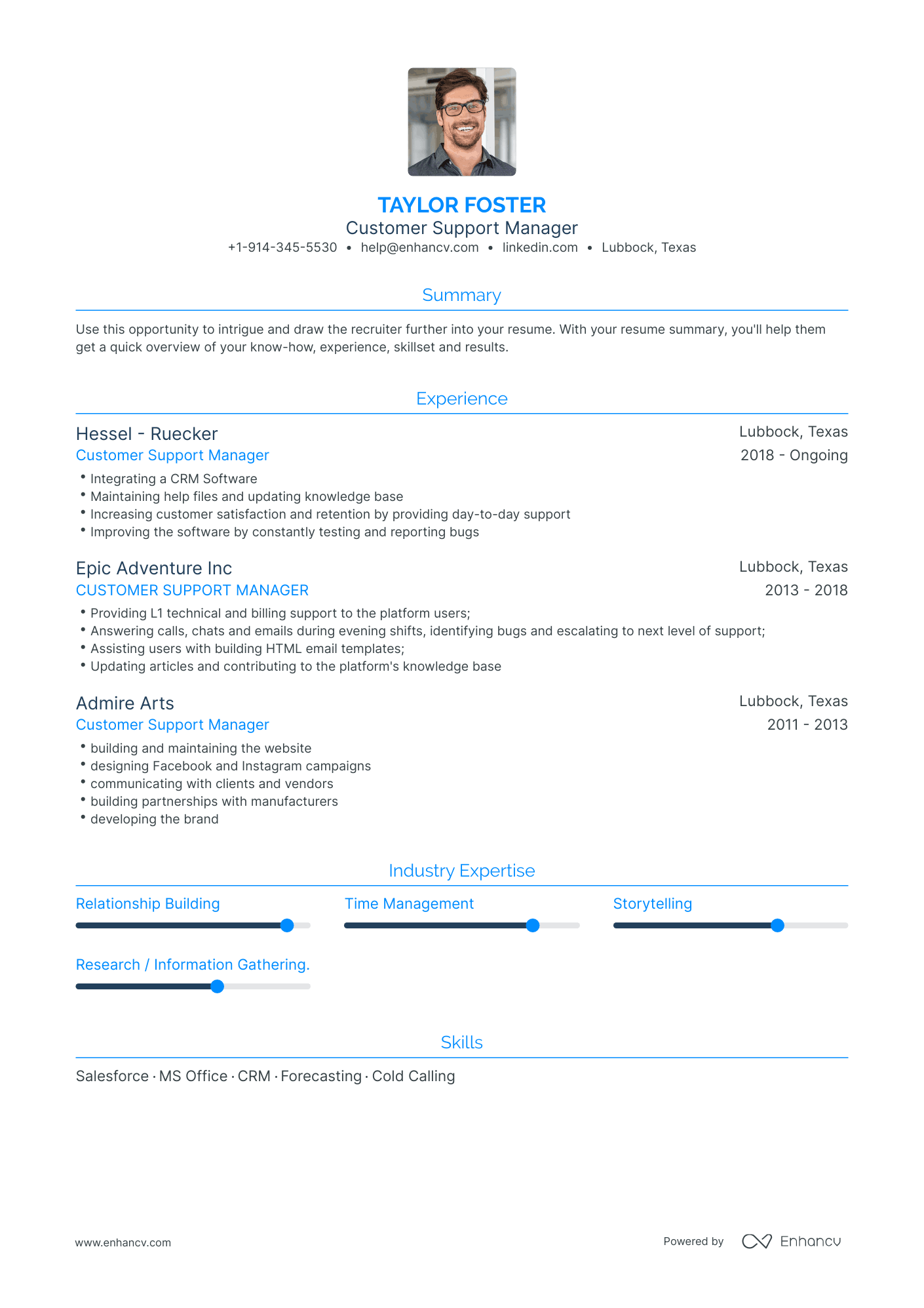 Customer Support Manager Resume Examples & Guide for 2023 (Layout ...