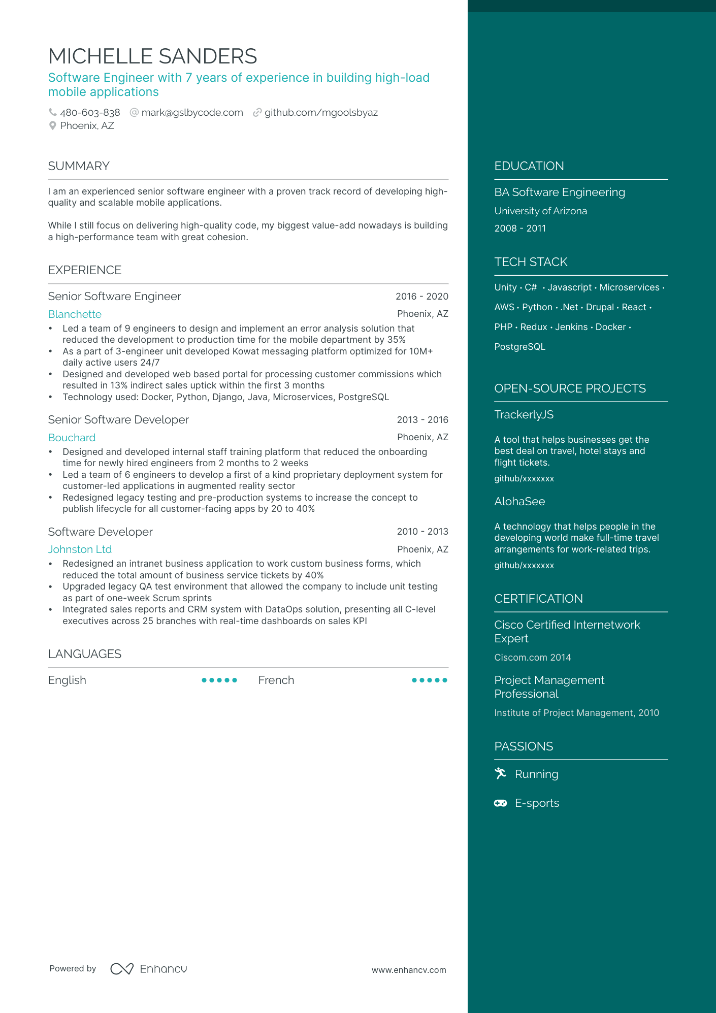 resume format technical english