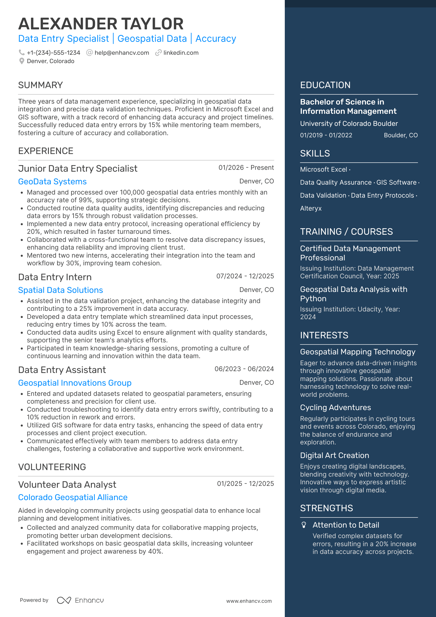 A resume example of a Data Entry Clerk III