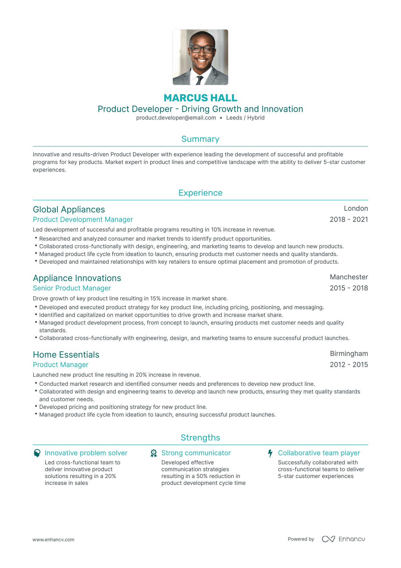 Traditional Product Developer Resume Template