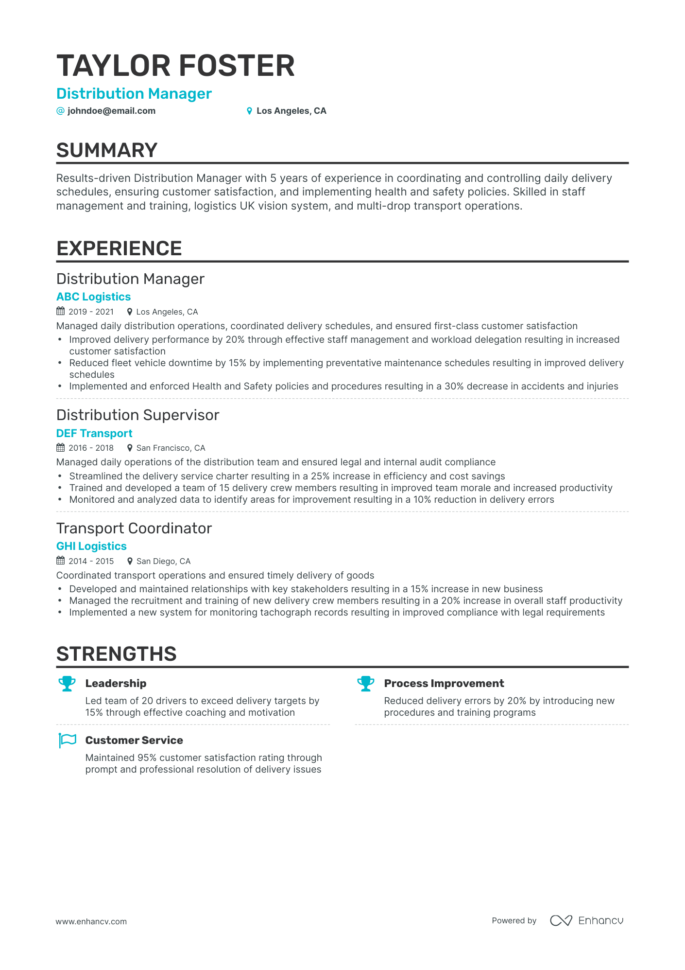 Classic Distribution Manager Resume Template