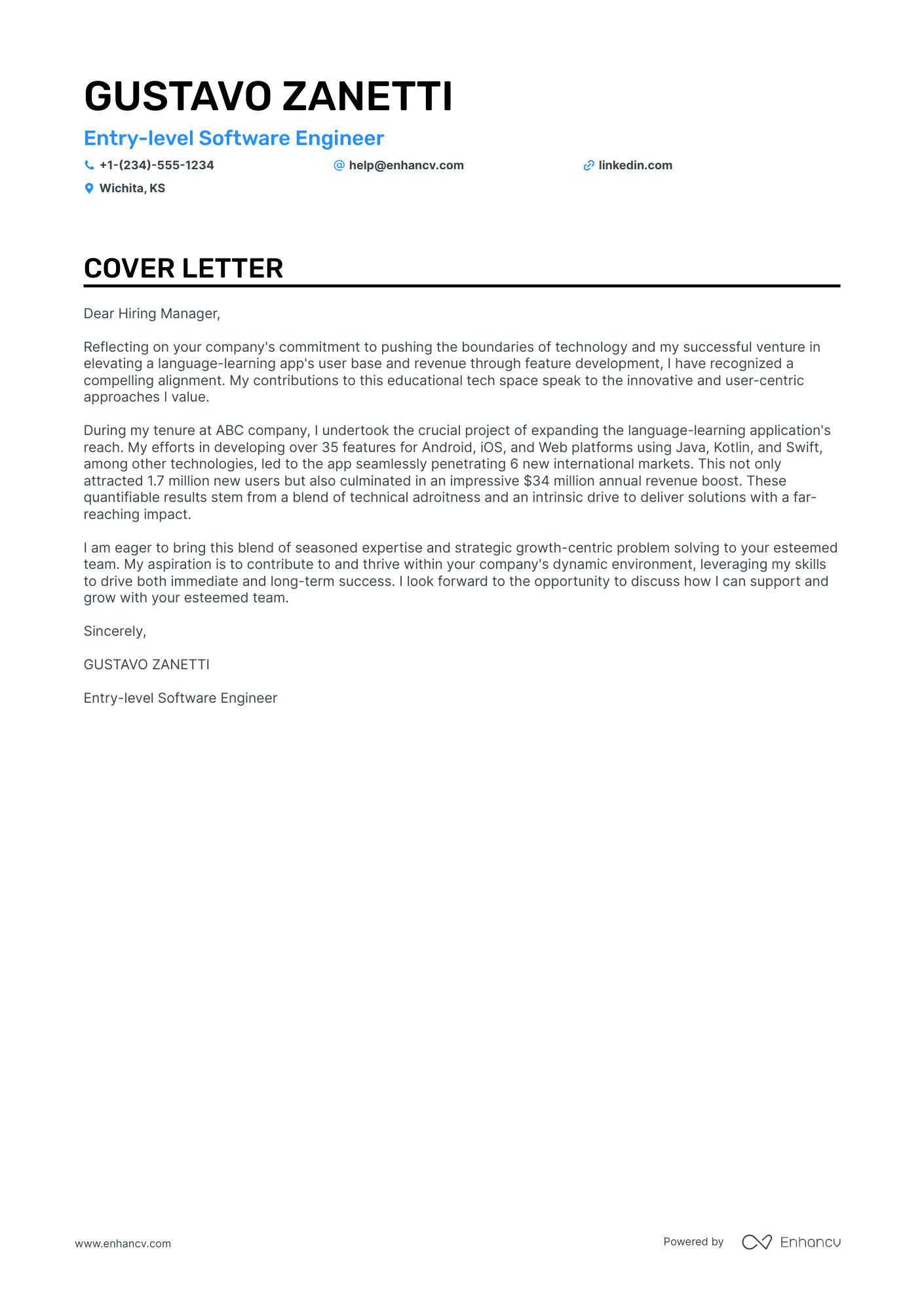 software engineer cover letter internship