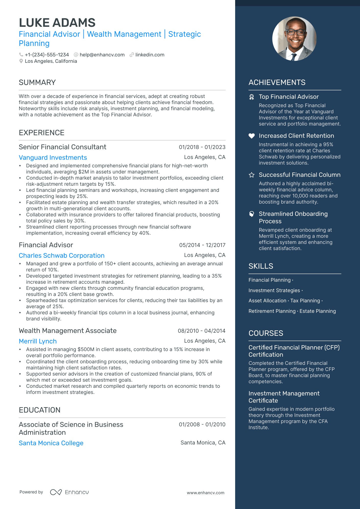 resume samples for finance professionals
