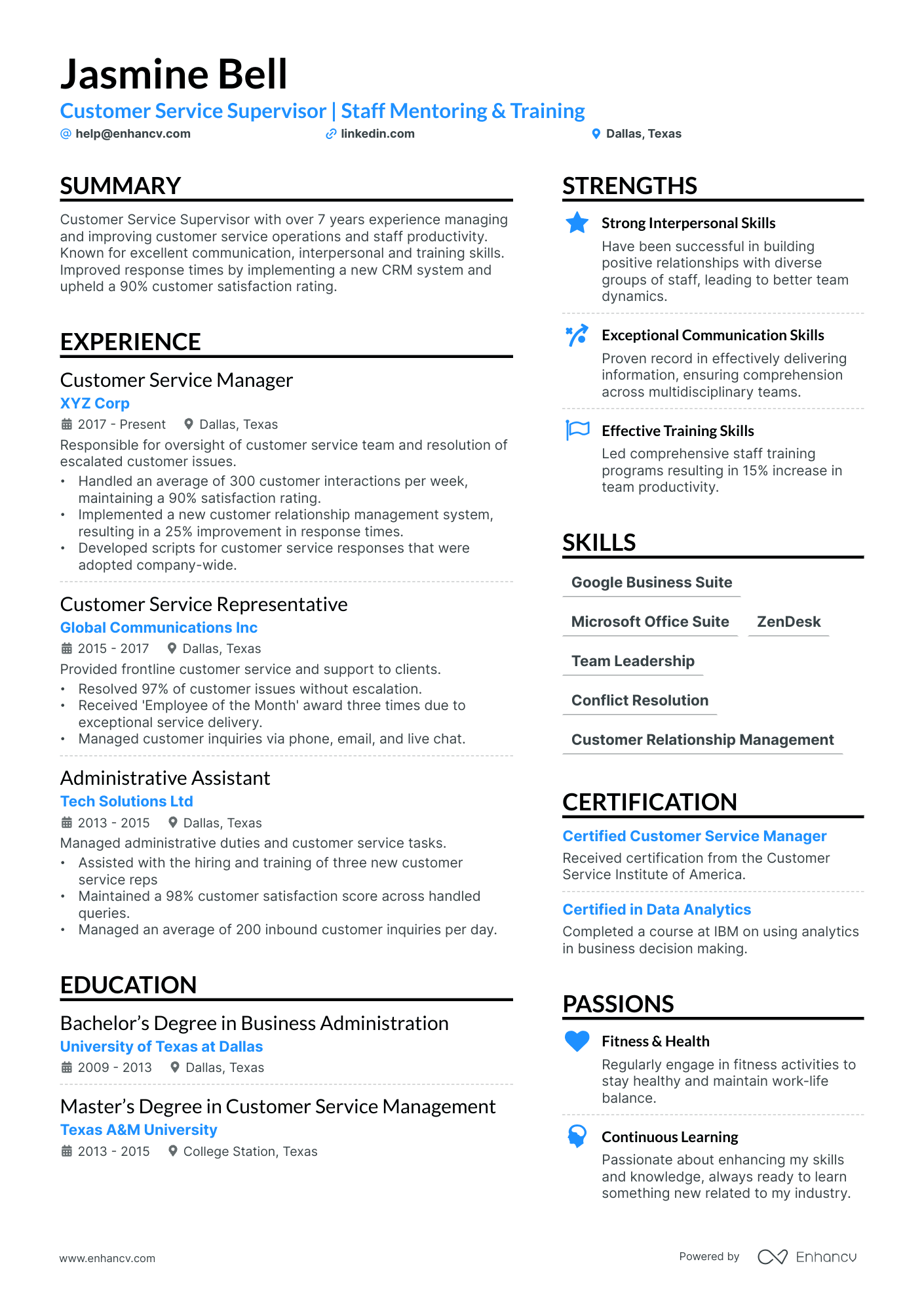 customer service resume profile examples