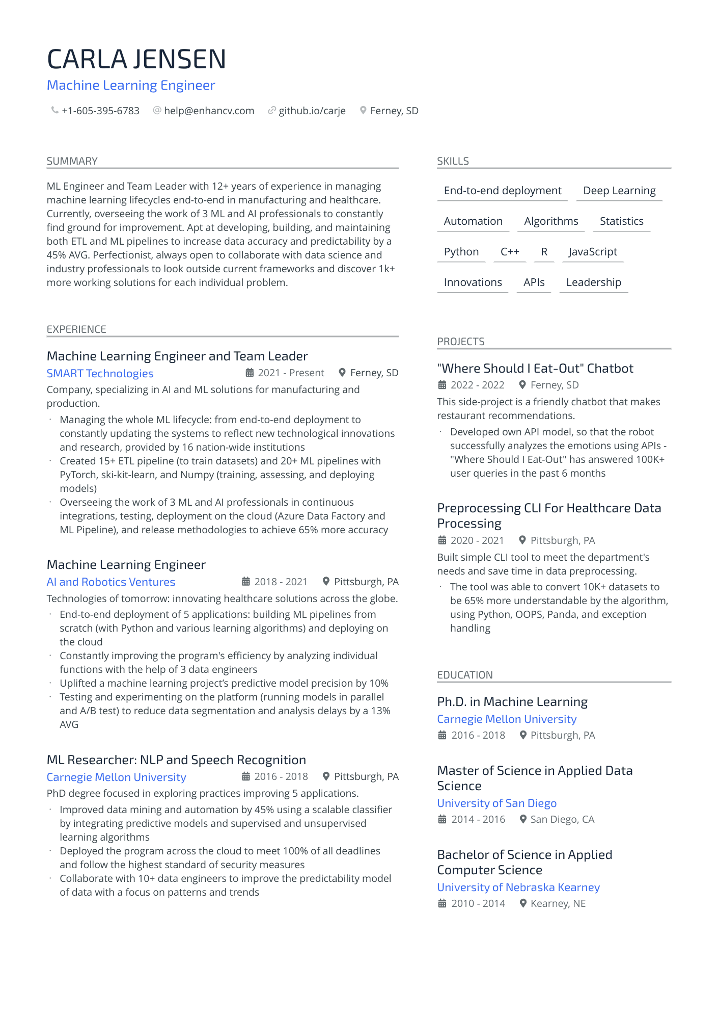 data science project for resume