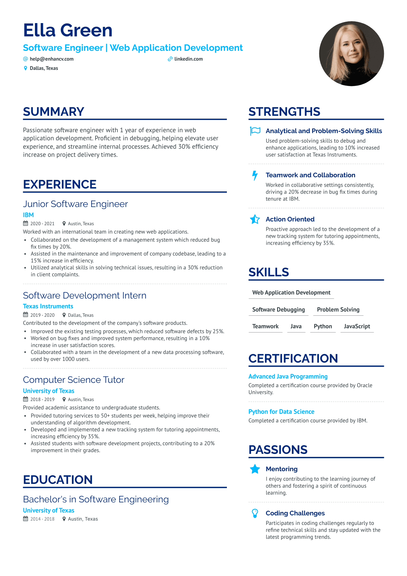 resume format software engineer