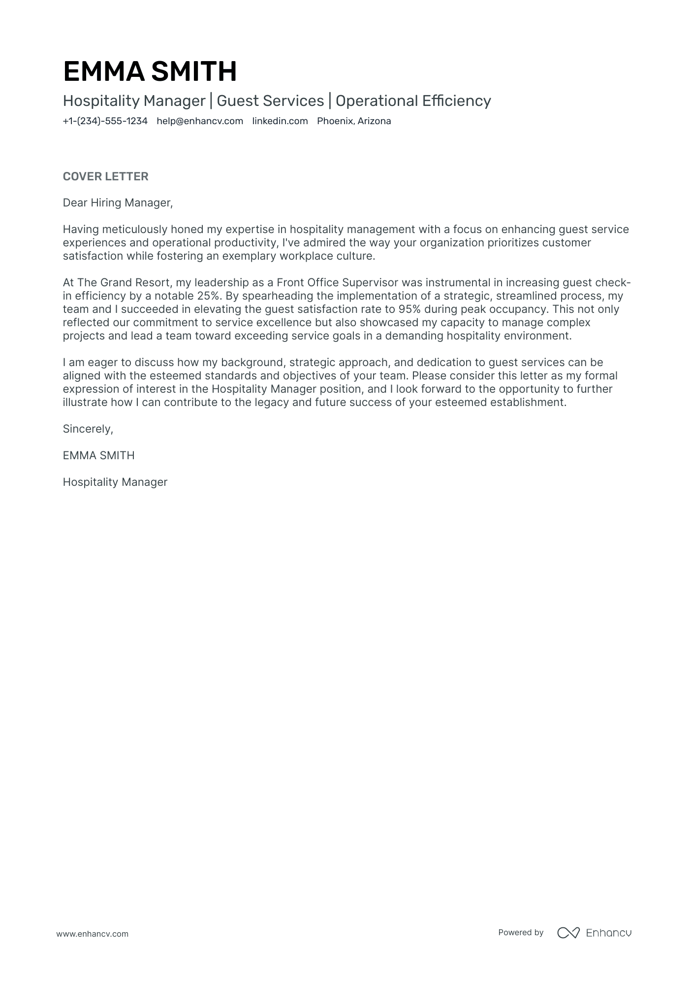application letter for front desk personnel