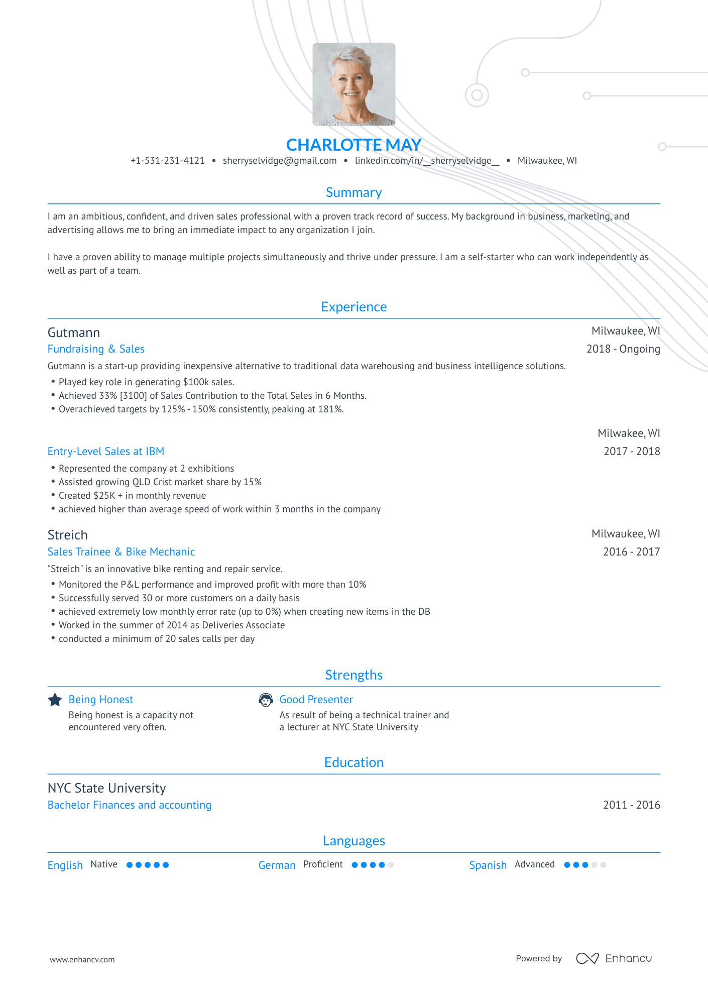 Traditional Entry Level Sales Resume Template
