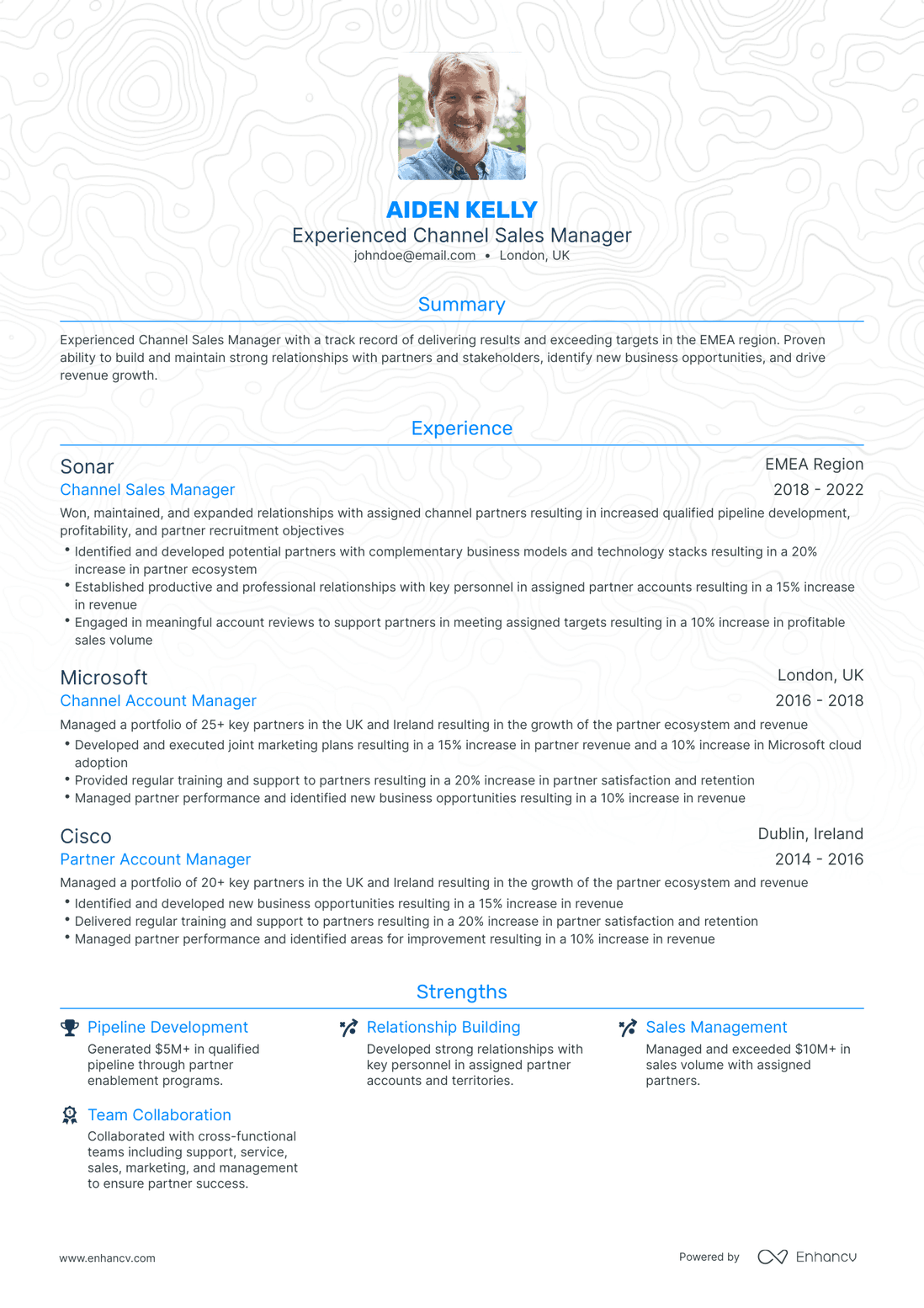 Traditional Channel Sales Manager Resume Template