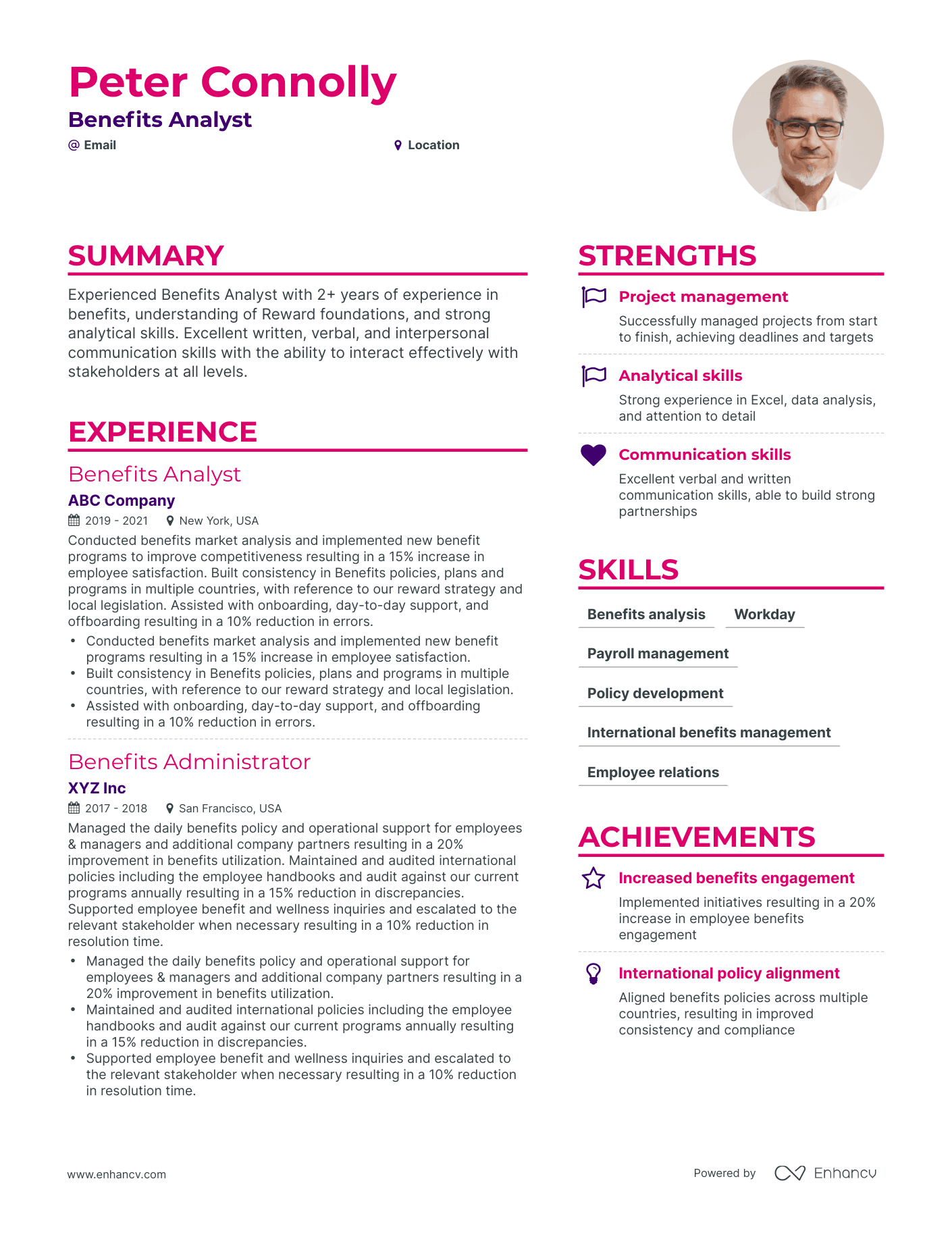 Simple Benefits Analyst Resume Template