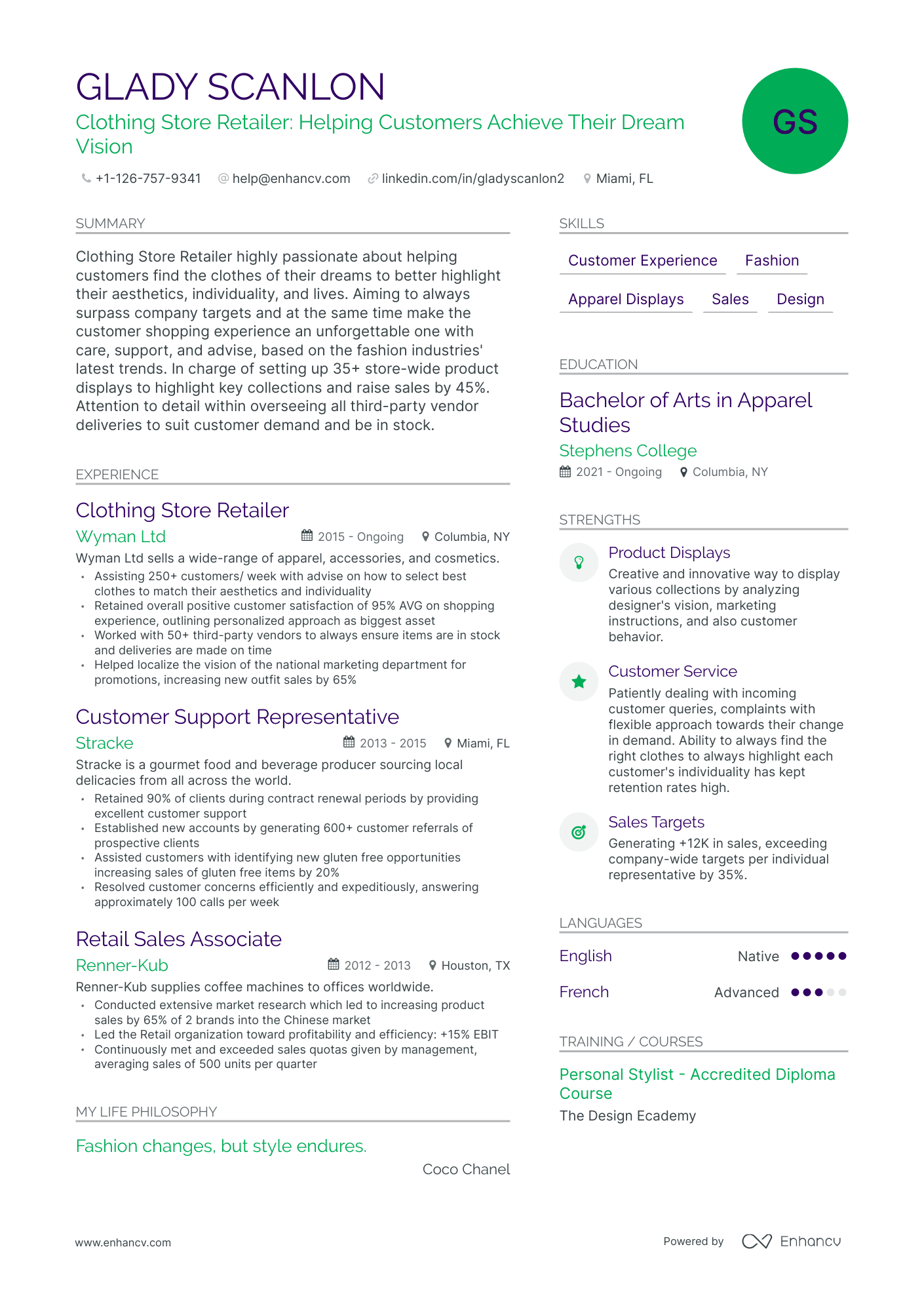 Modern Clothing Store Resume Template