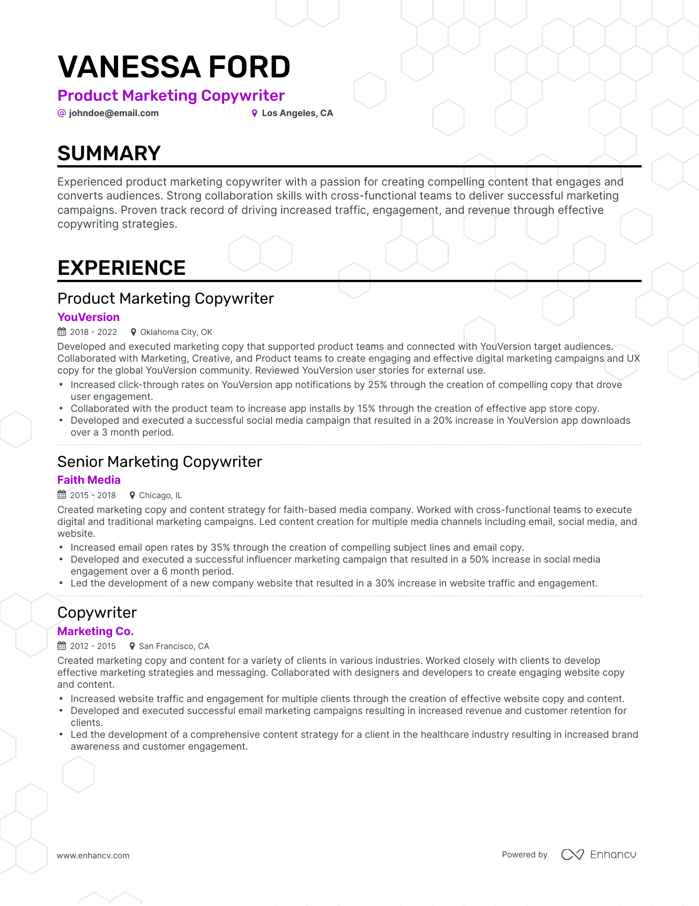 Classic Product Marketing Resume Template