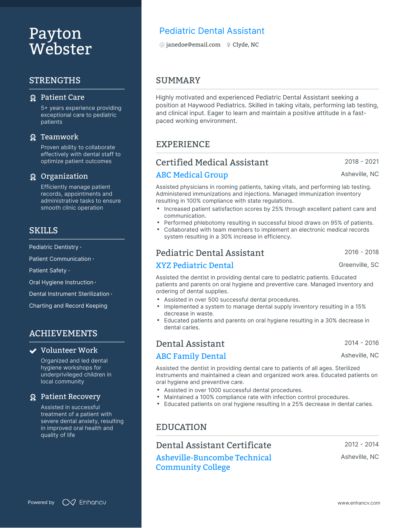 pediatric dental assistant resume skills