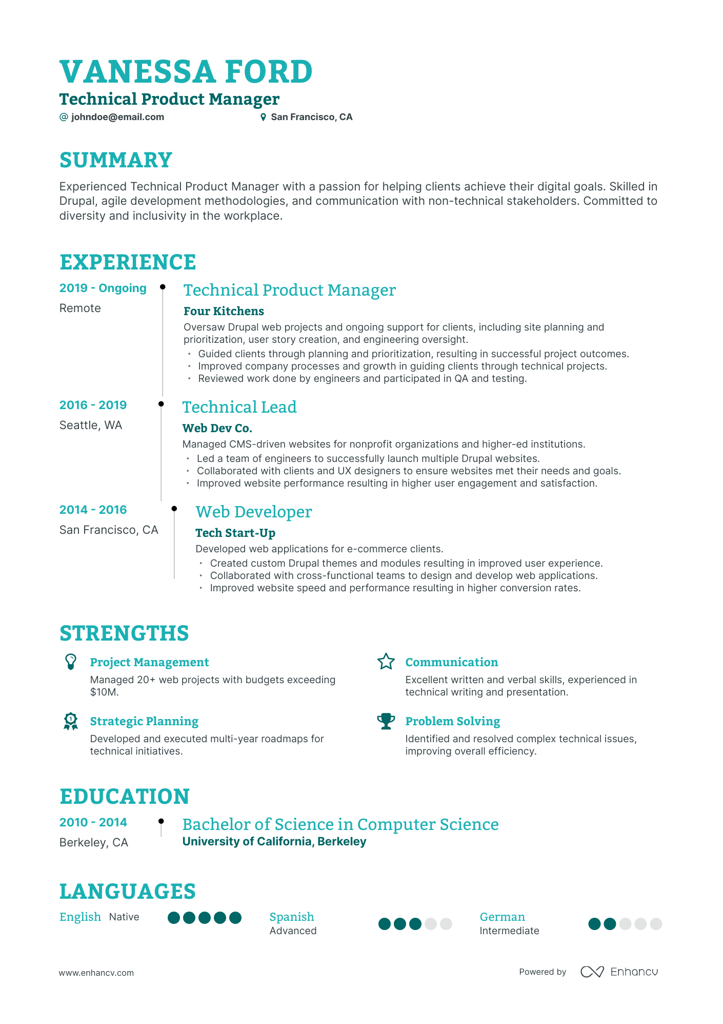 Timeline Technical Product Manager Resume Template
