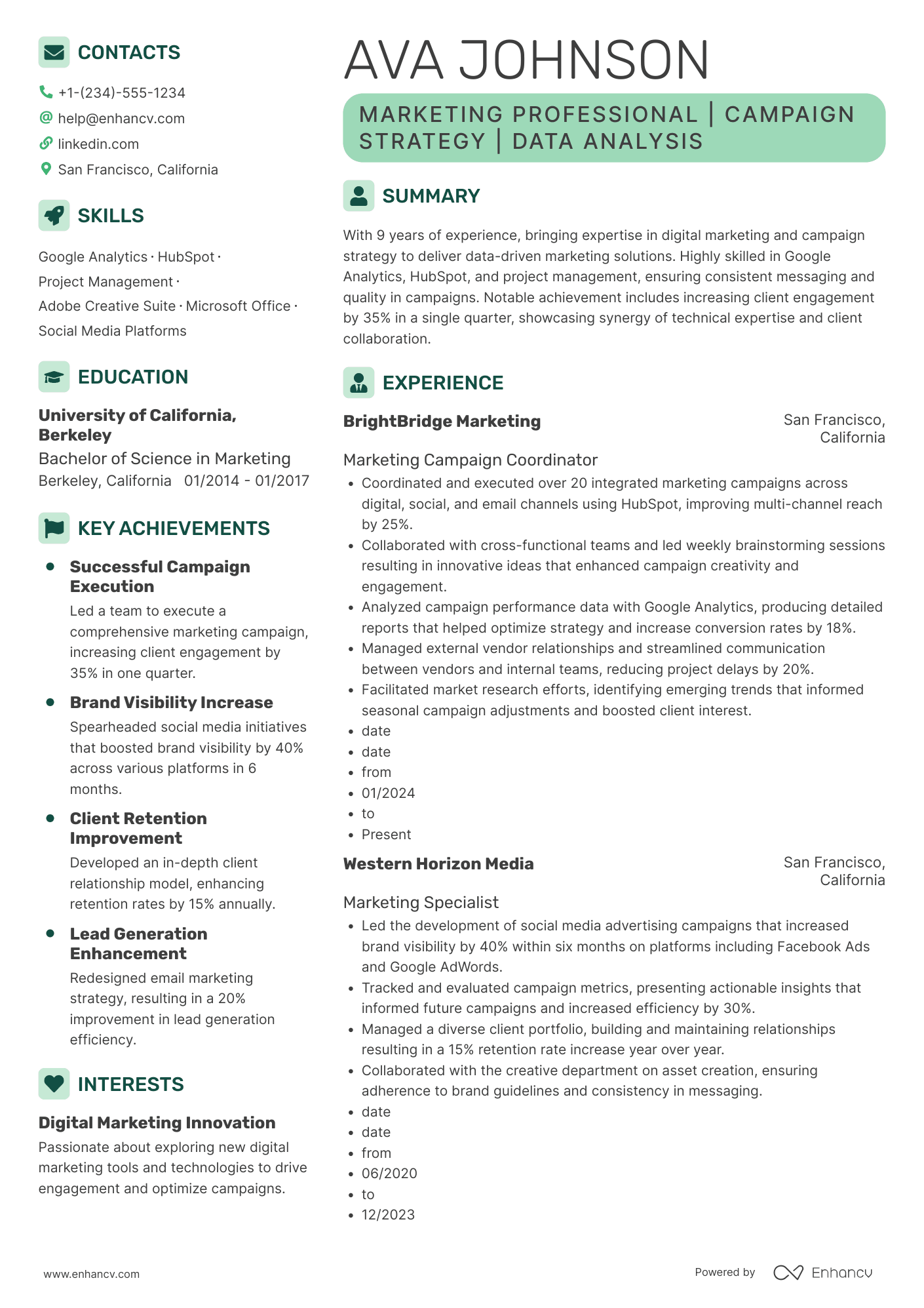 A resume example of a Marketing Campaign Coordinator