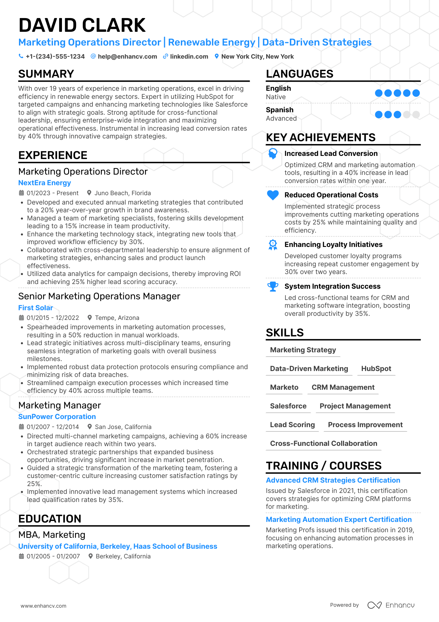 A resume example of a Marketing Operations Director