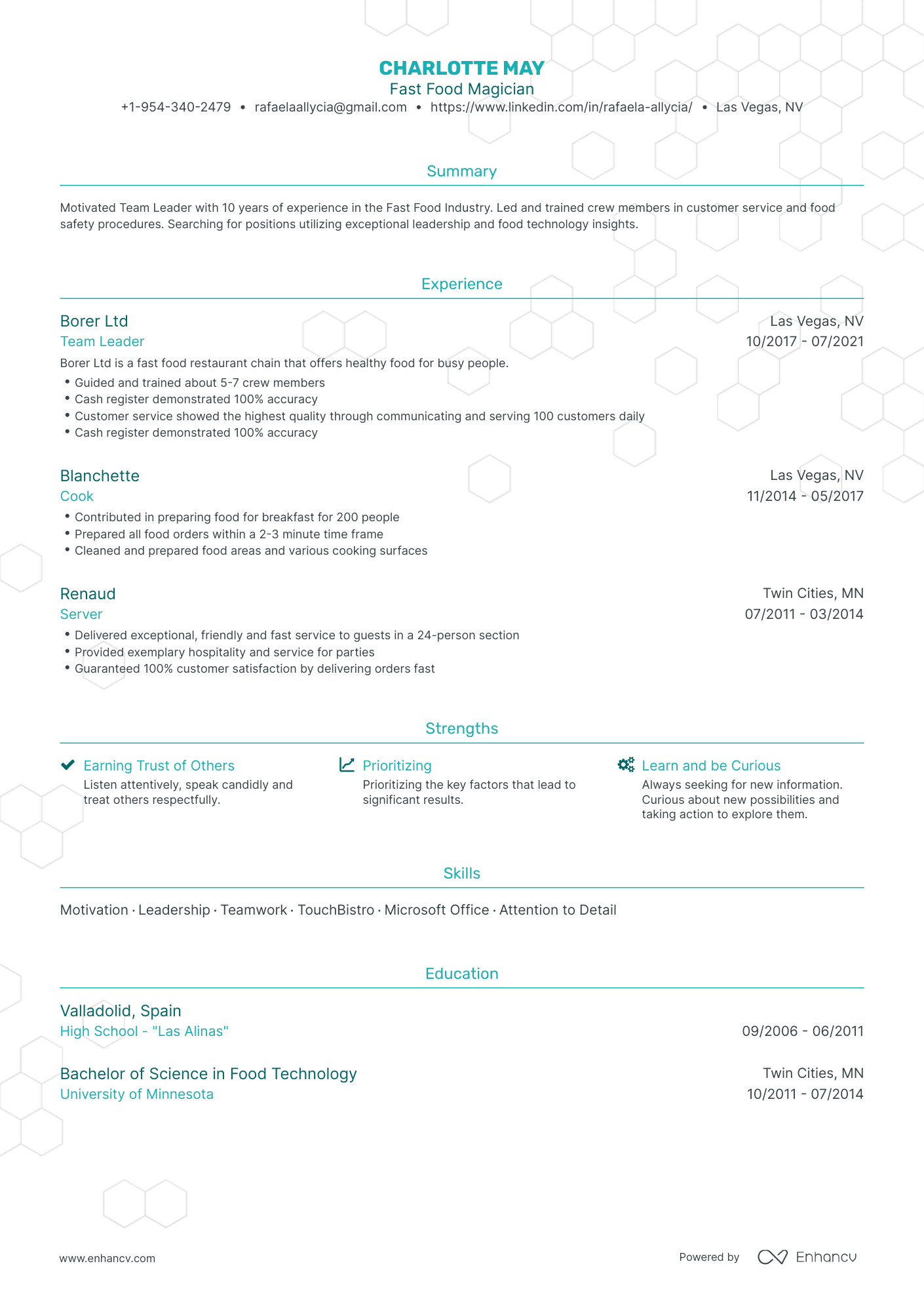 Traditional Fast Food Resume Template