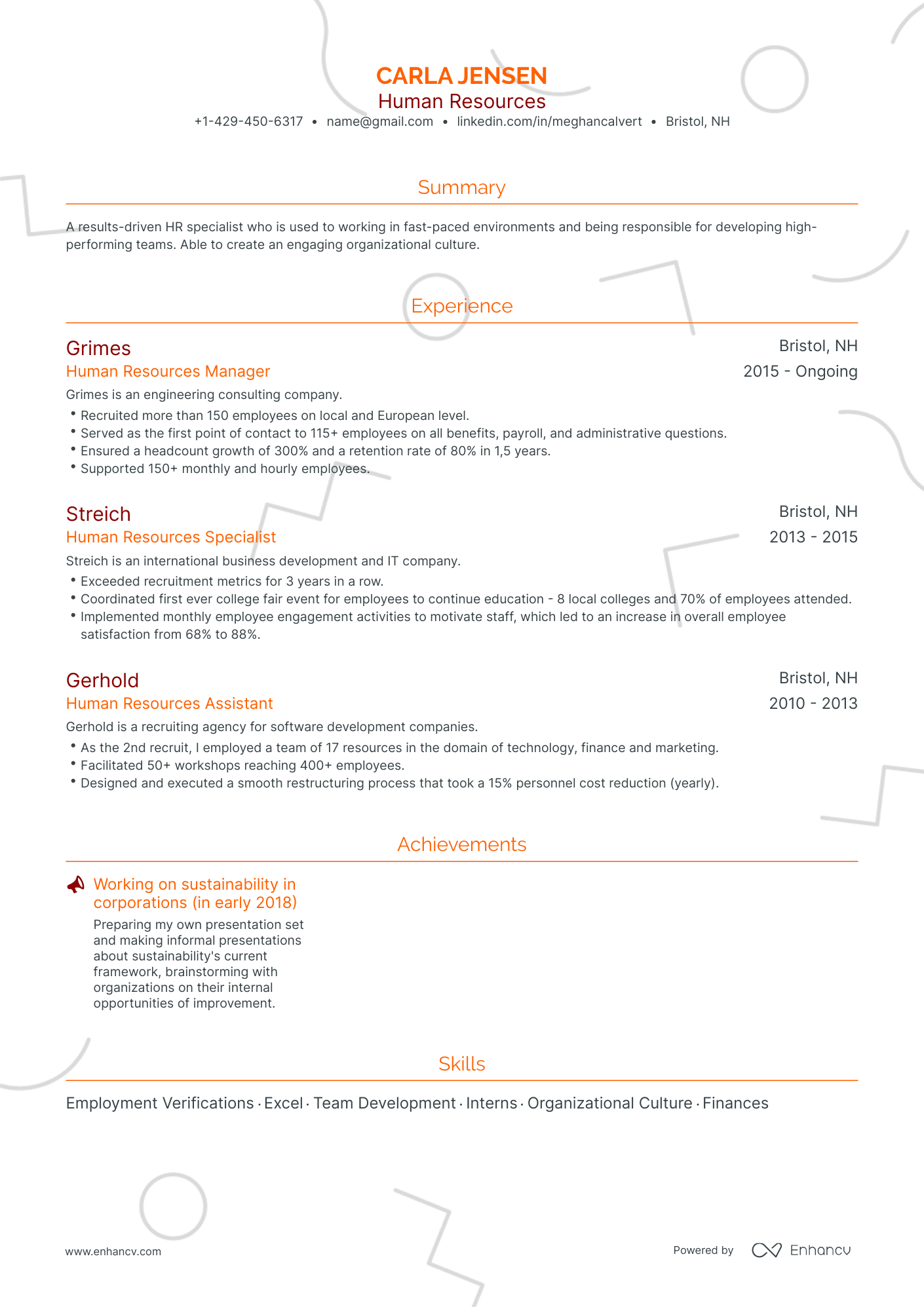 Traditional HR Resume Template