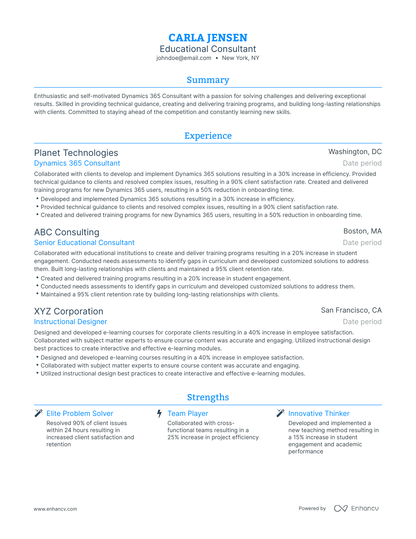 Traditional Educational Consultant Resume Template