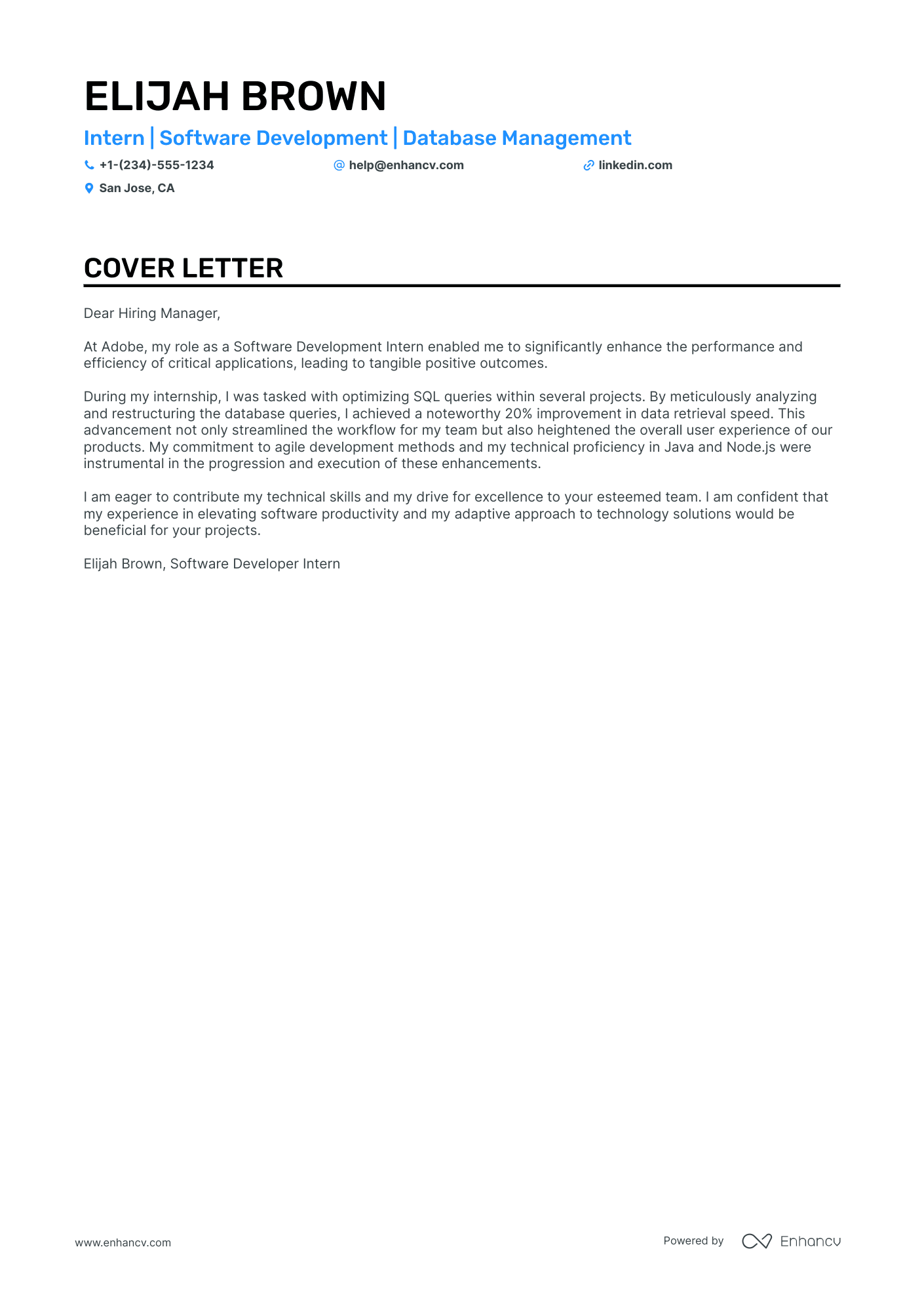 college cover letter template