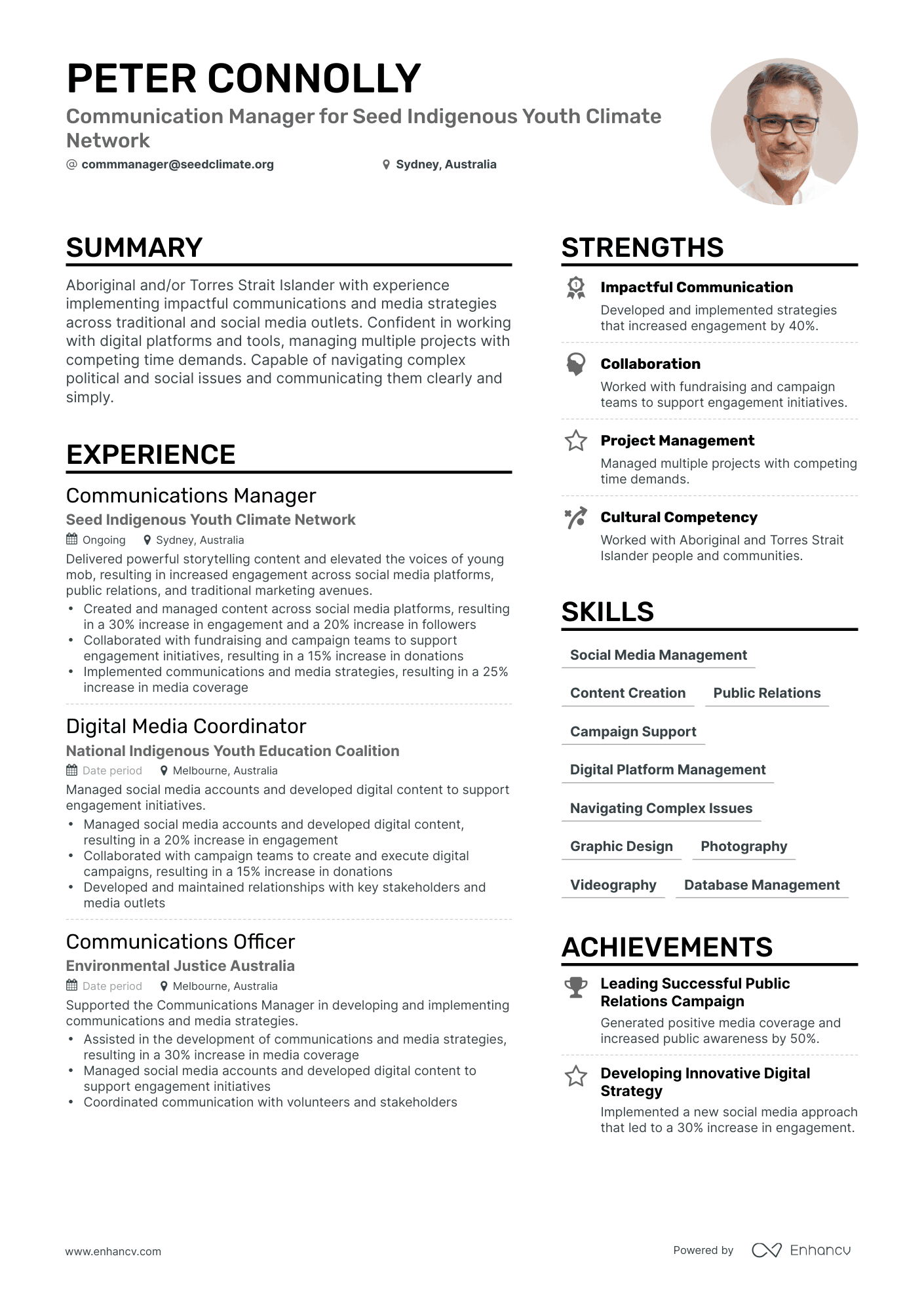 Simple Communication Manager Resume Template