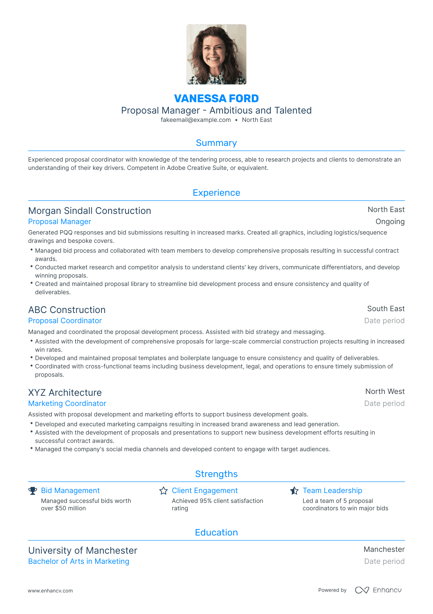Traditional Proposal Manager Resume Template