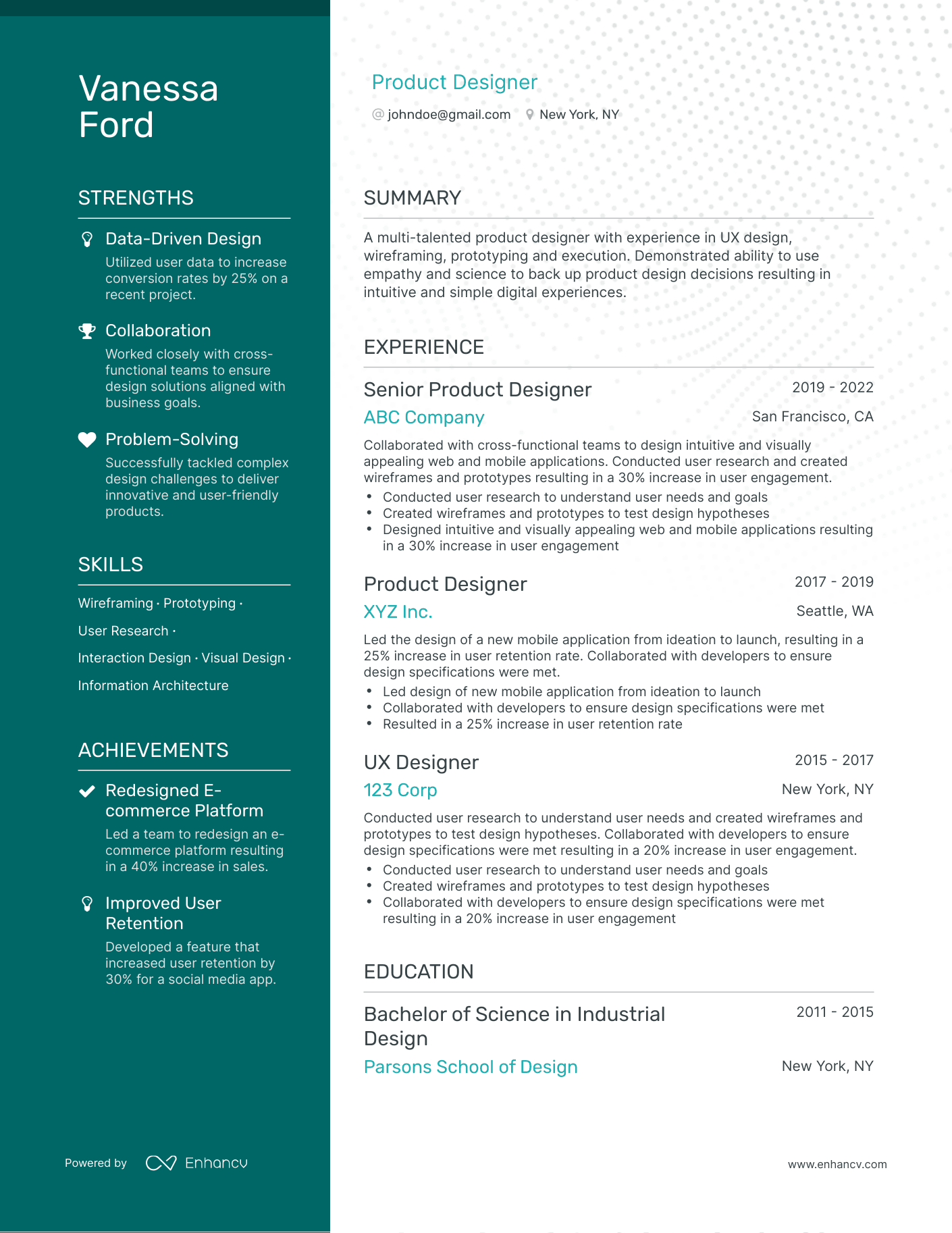 Polished Product Designer Resume Template