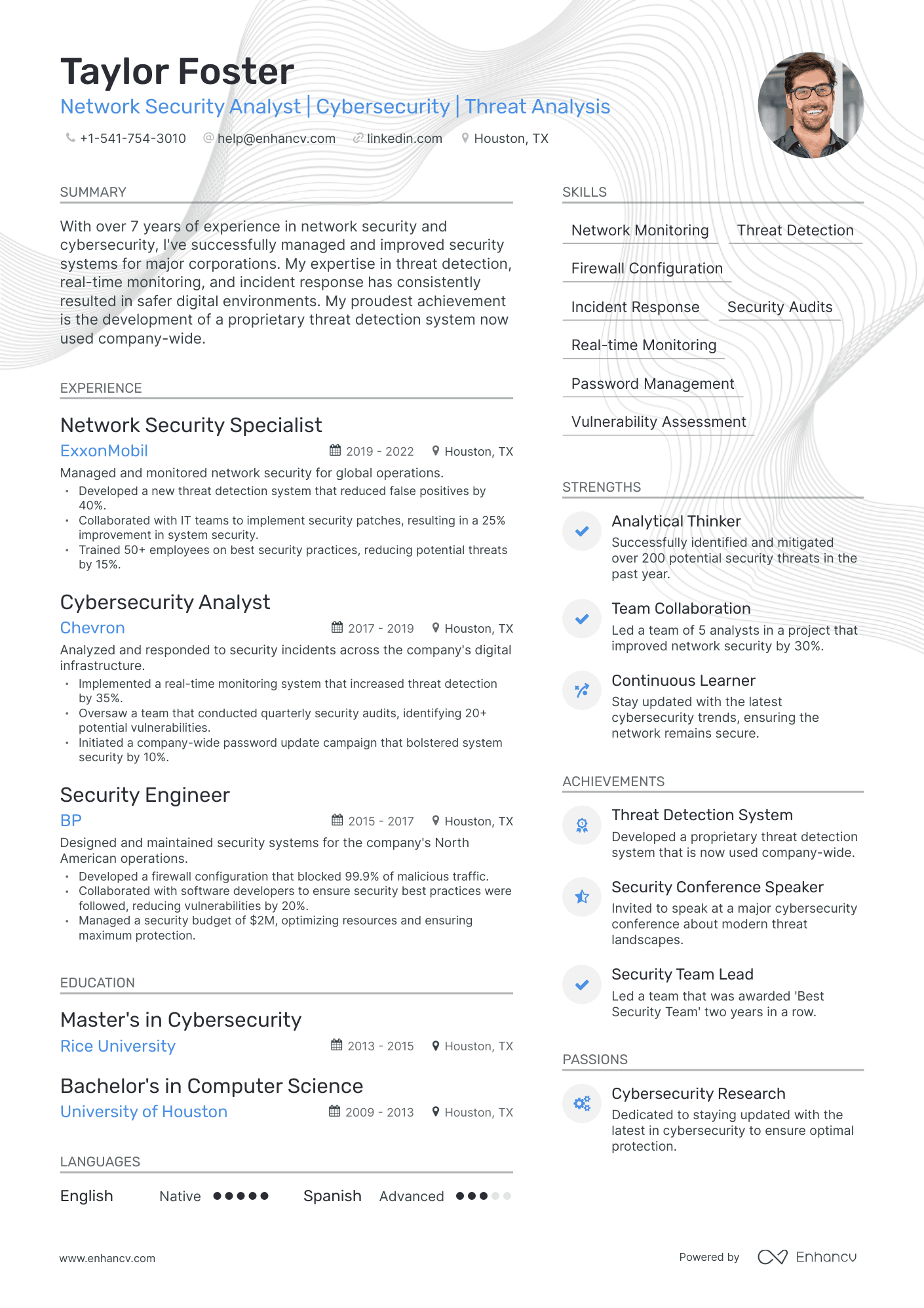 Modern Security Analyst Resume Template
