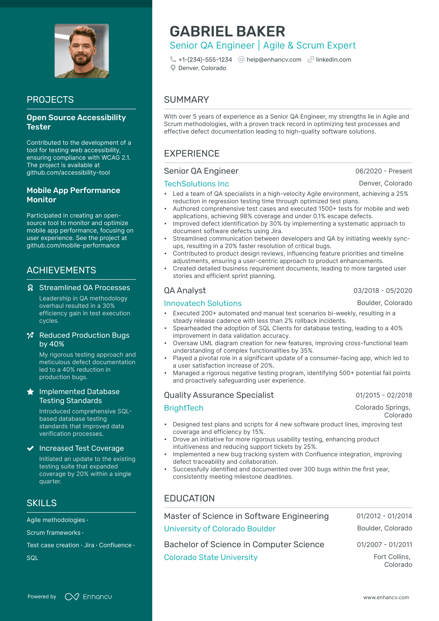 sample resume for qa engineer