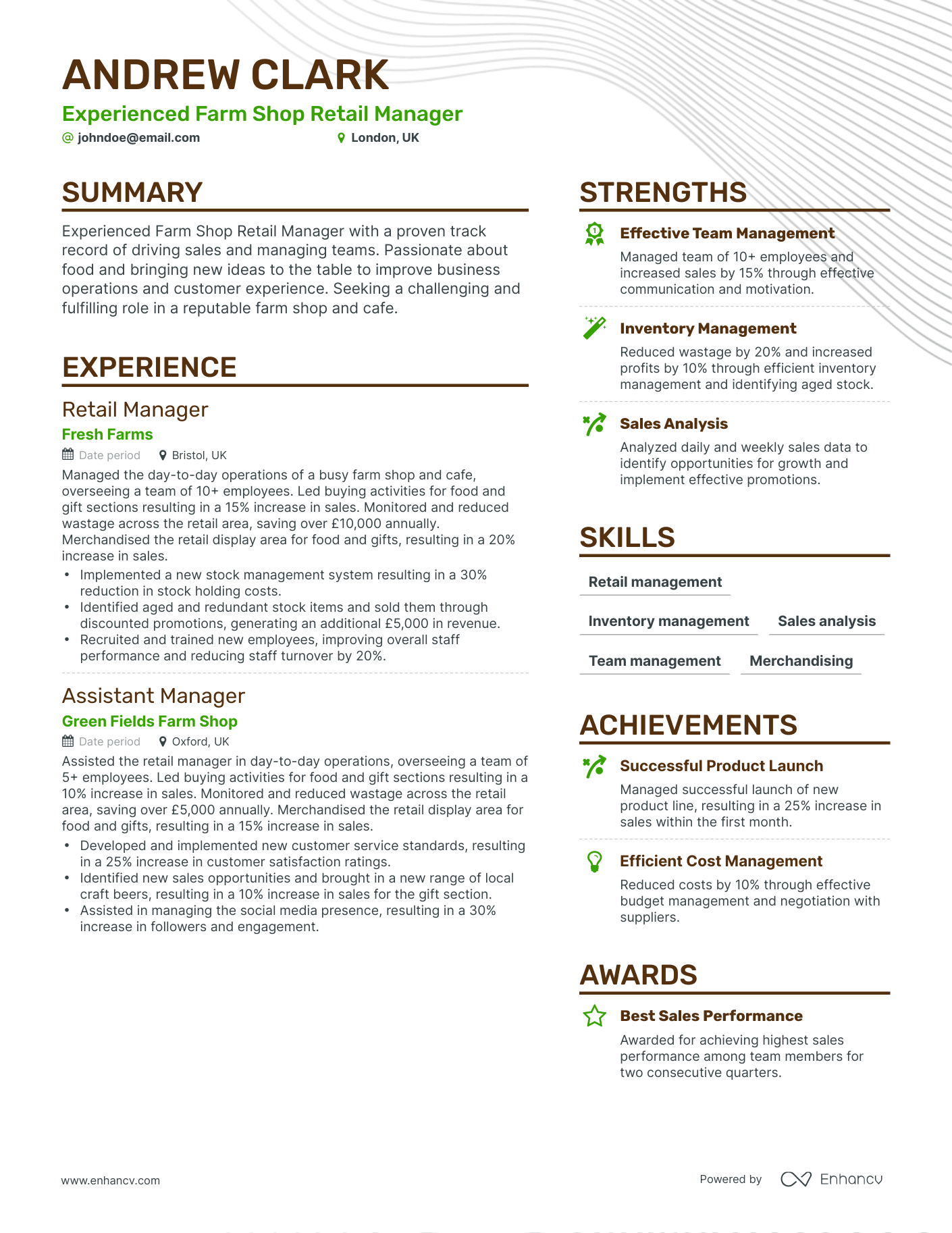 Simple Manager Retail Resume Template