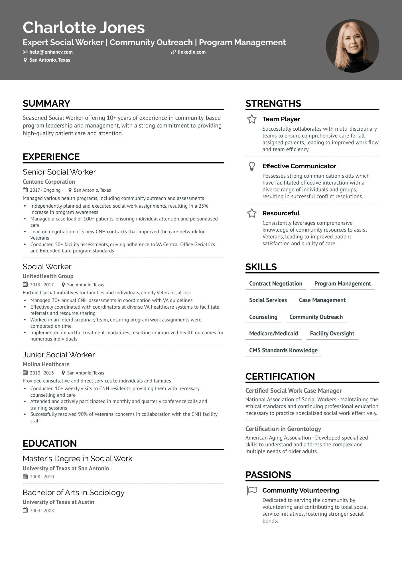 social work resume summary examples