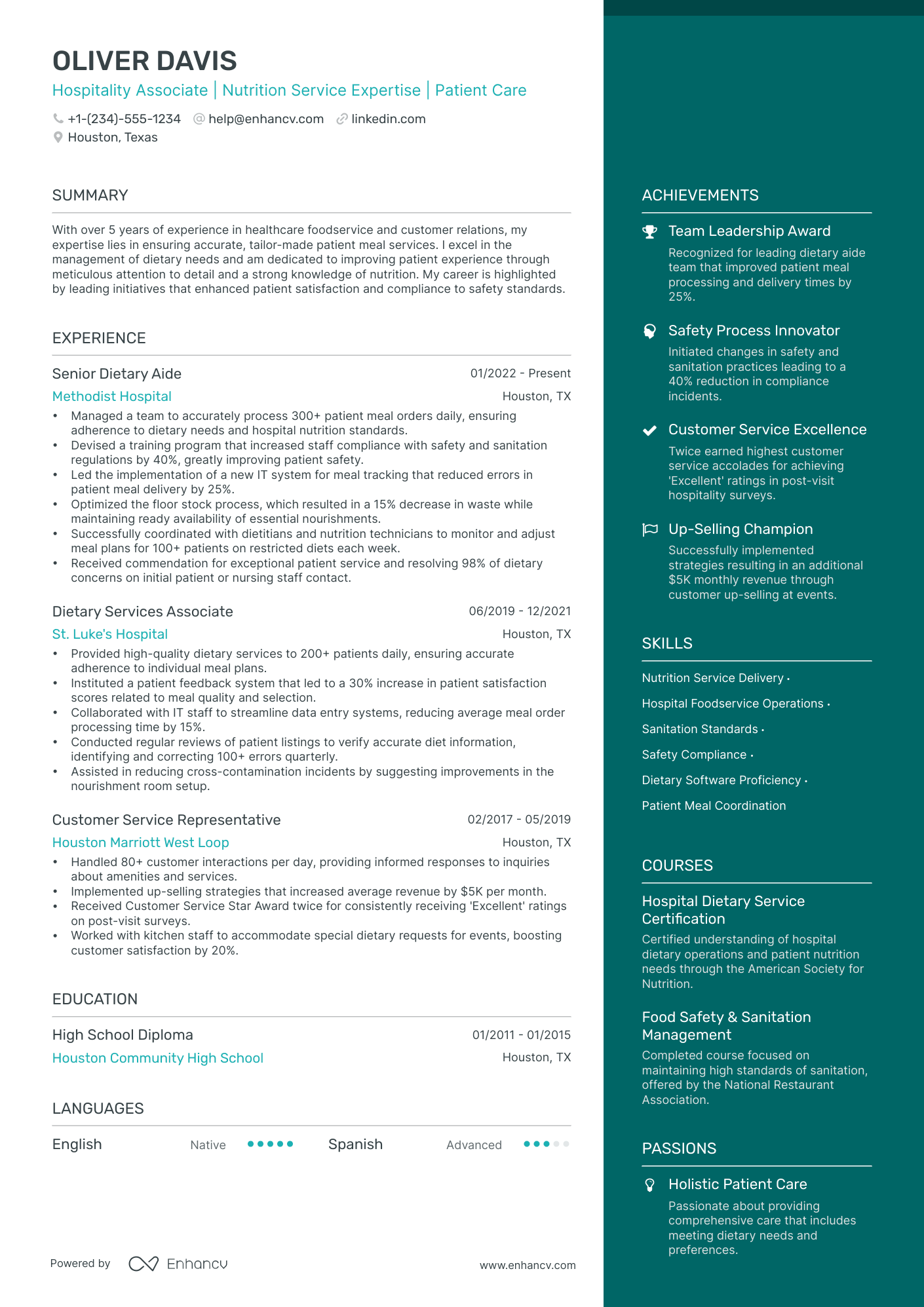 hotel line resume format