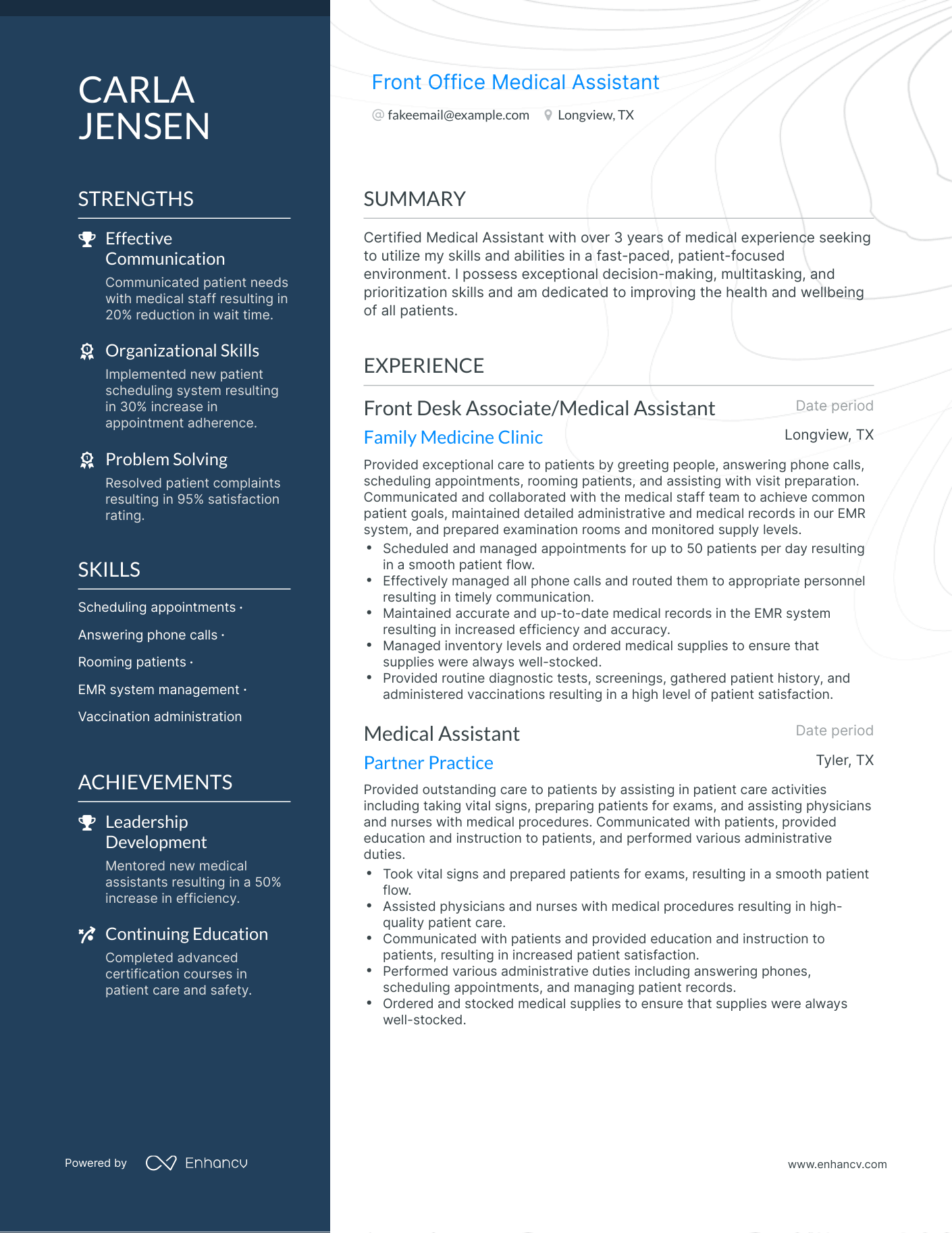 Polished Front Office Medical Assistant Resume Template