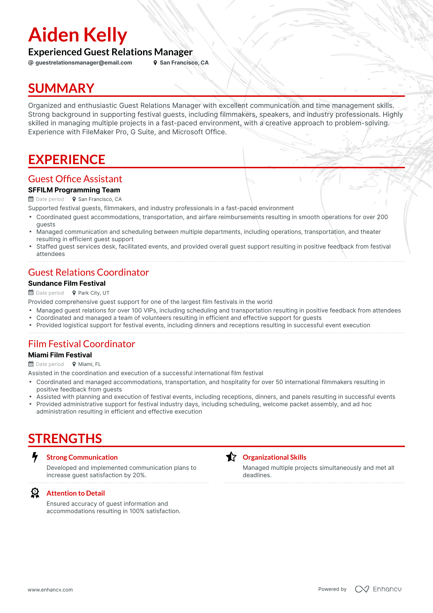 Classic Guest Relations Manager Resume Template