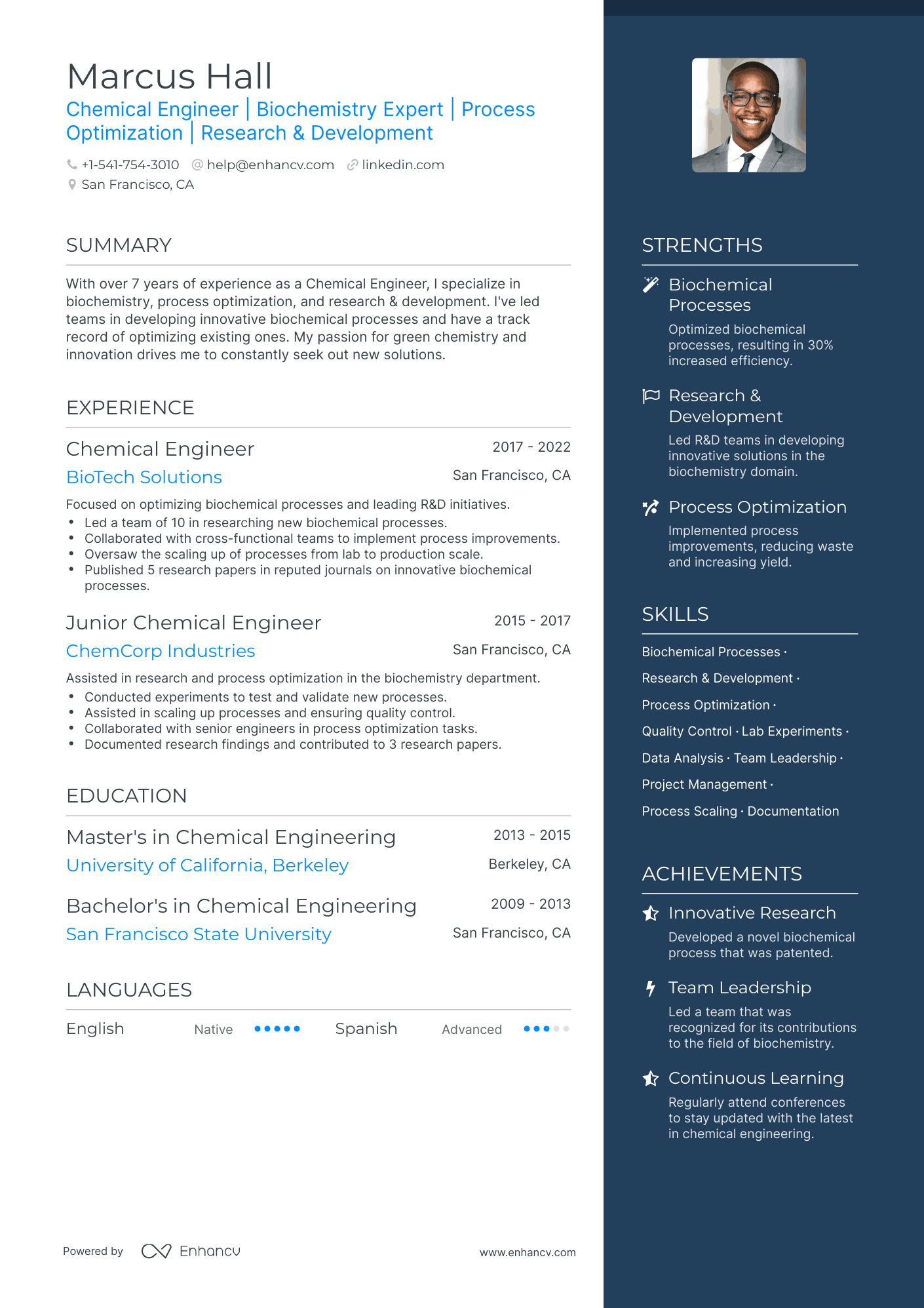 resume format for experienced chemical engineers