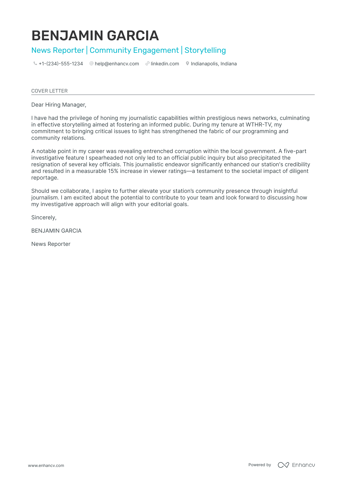 cover letter journalism example
