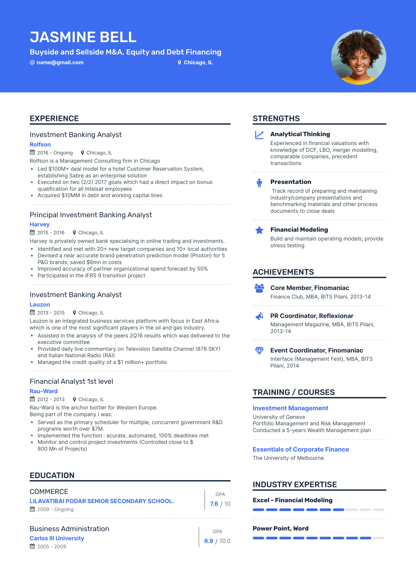 Creative Investment Banking Analyst Resume Template