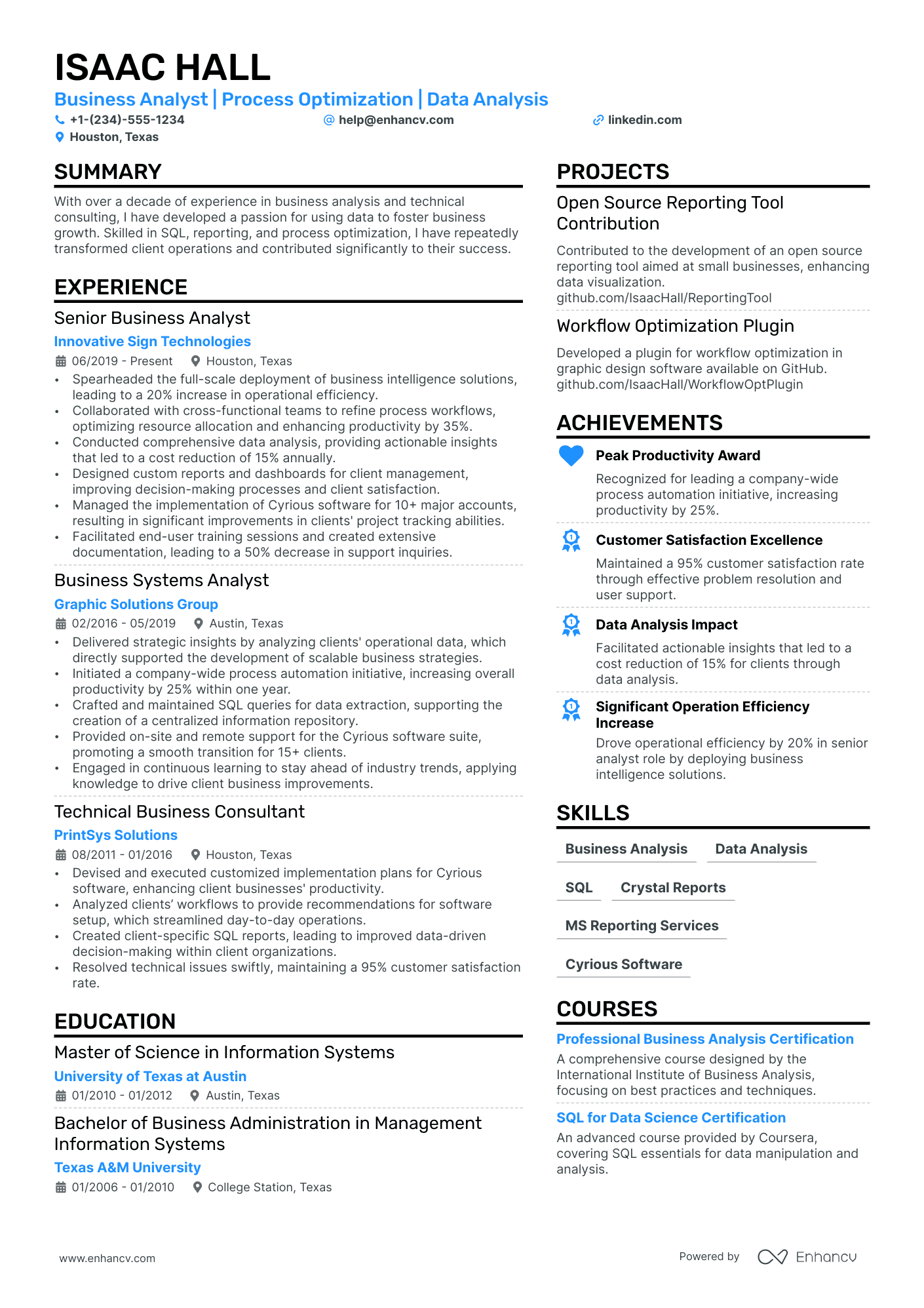 best resume format for business analyst