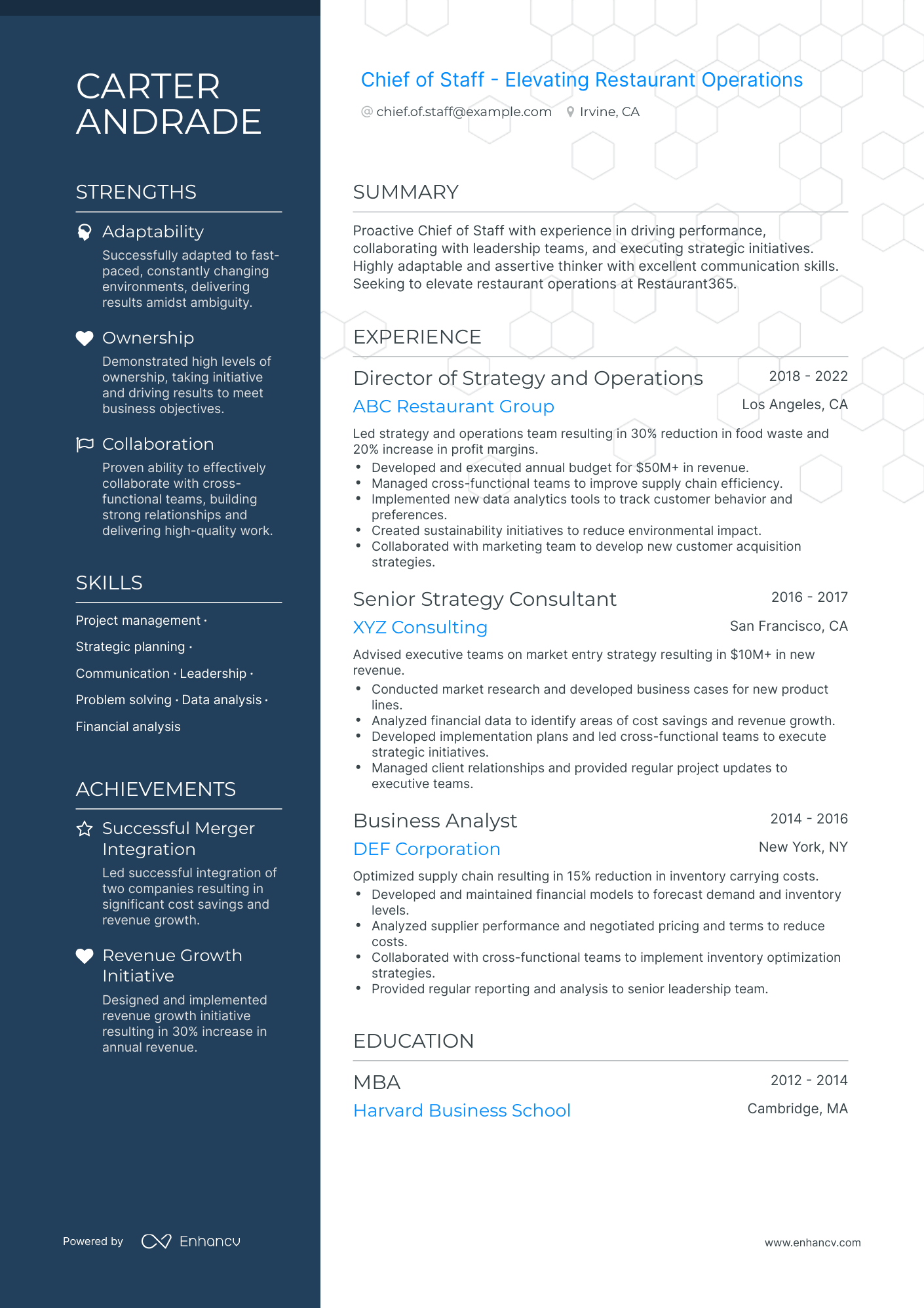 Polished Chief Of Staff Resume Template
